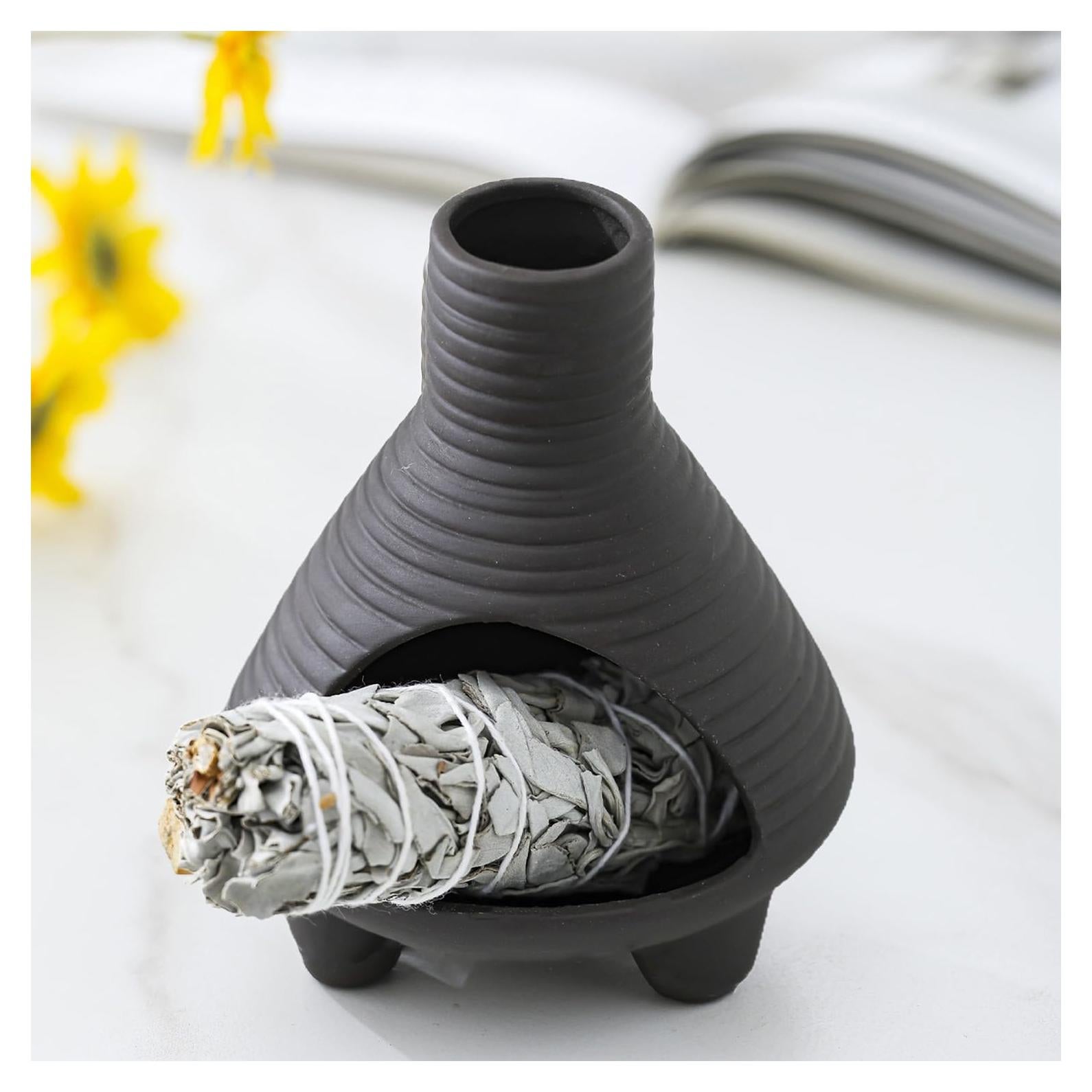 Soporte para Incienso de Cerámica Negro Genérico - Quemador Cono