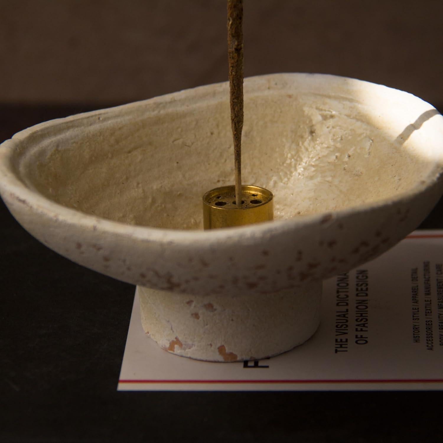 Soporte de Incienso de Terracota Liandxy Blanco Roto 13x5.8cm