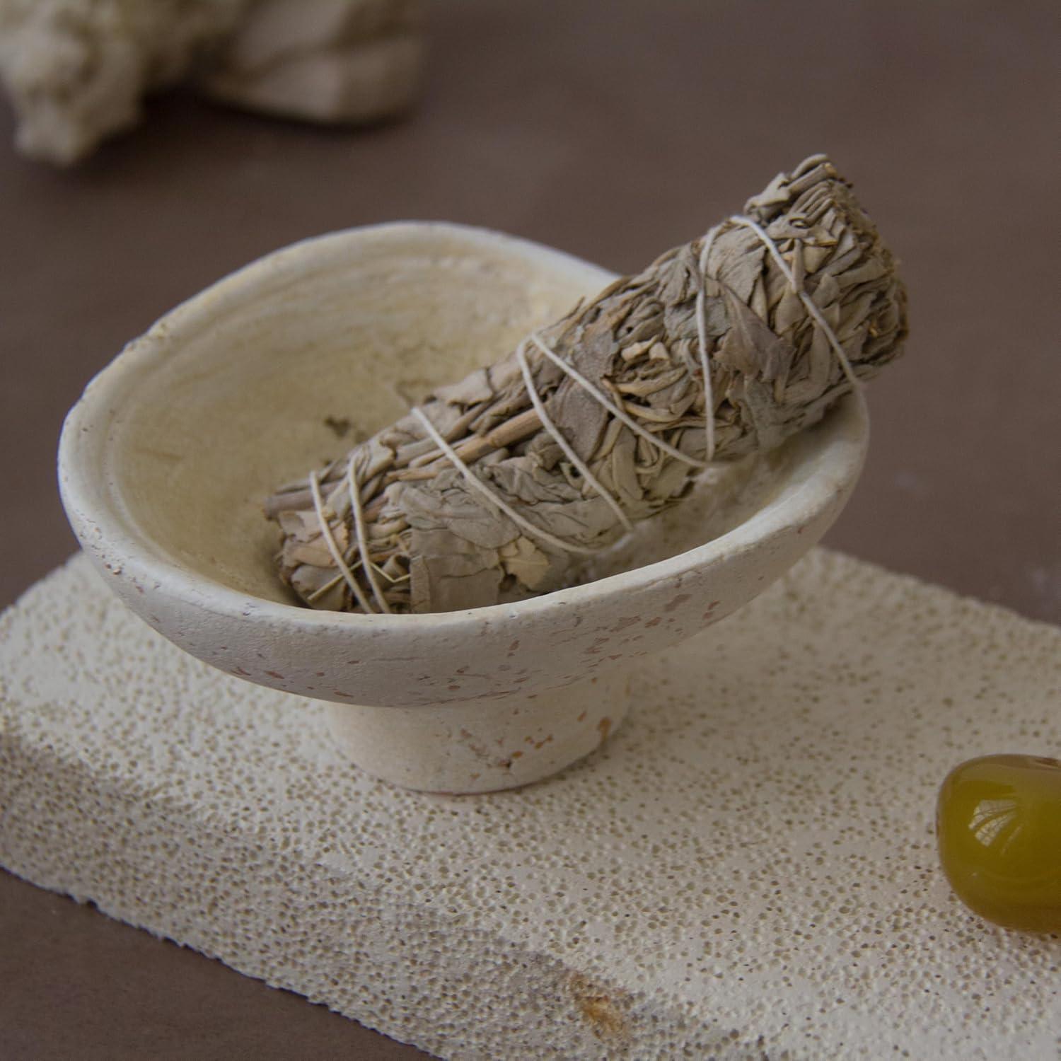 Soporte de Incienso de Terracota Liandxy Blanco Roto 13x5.8cm