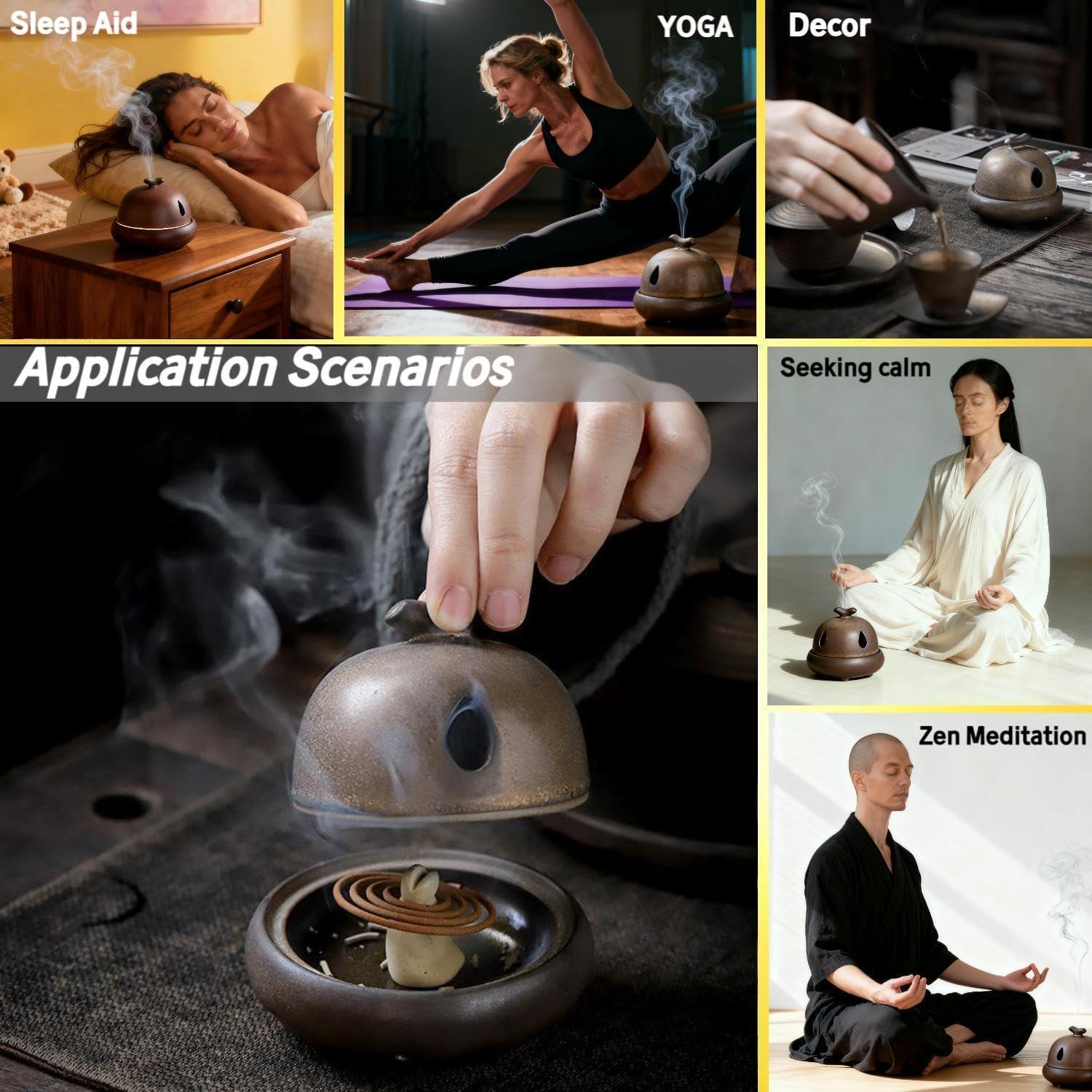 Quemador de Incienso Cerámica JDHAVMOS 13.5cm Dorado