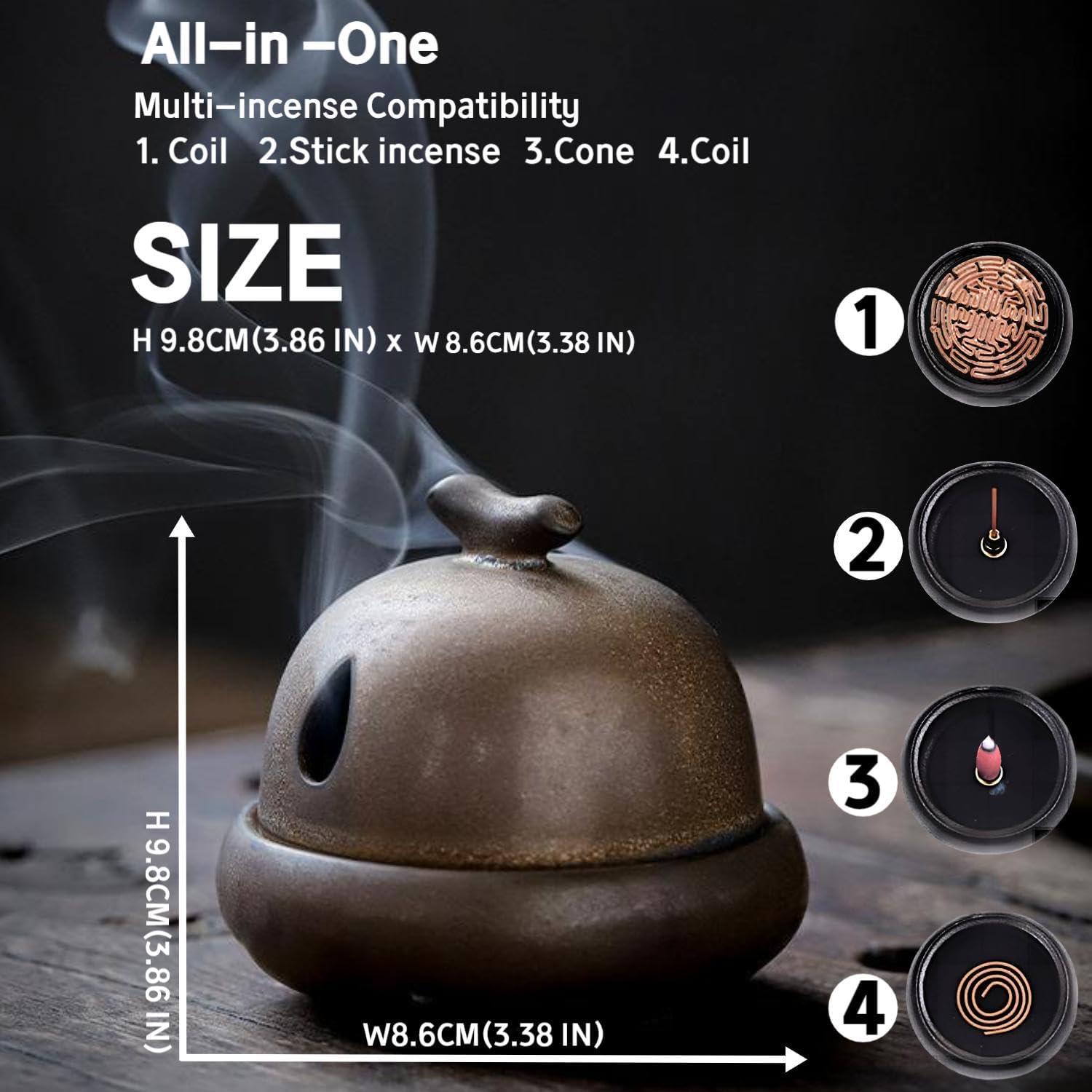 Quemador de Incienso Cerámica JDHAVMOS 13.5cm Dorado