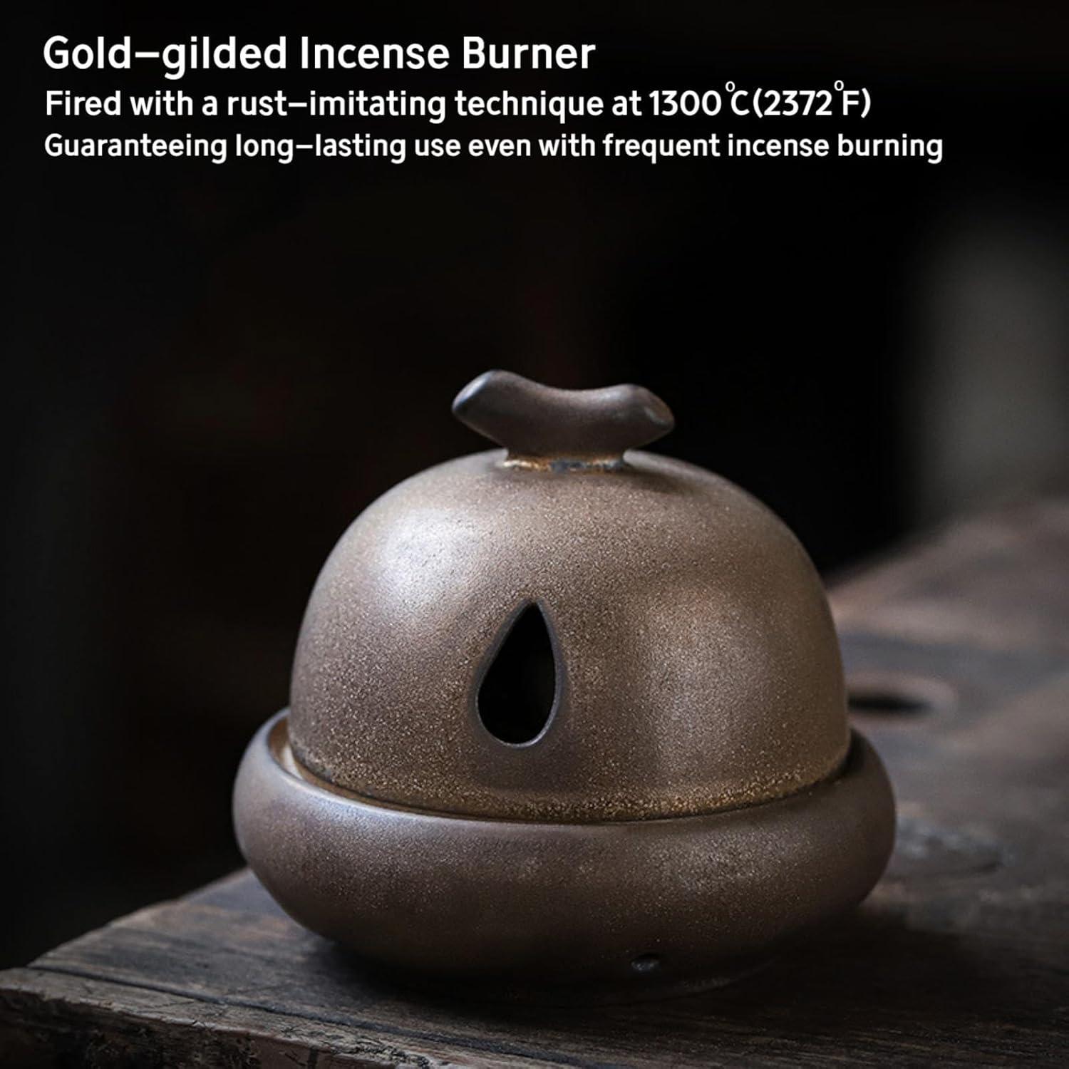 Quemador de Incienso Cerámica JDHAVMOS 13.5cm Dorado