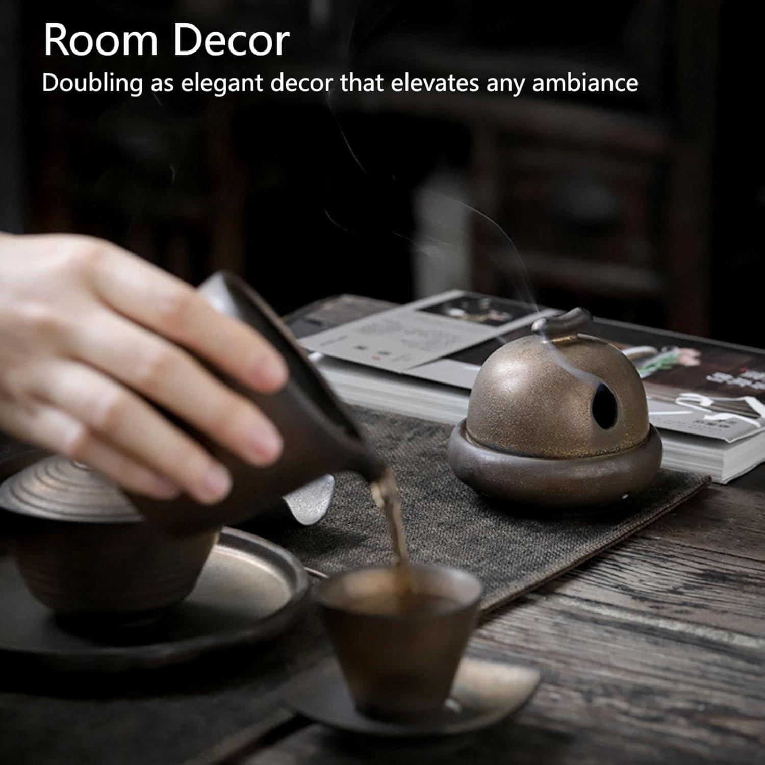 Quemador de Incienso Cerámica JDHAVMOS 13.5cm Dorado