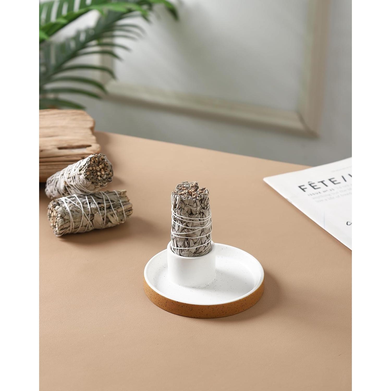 Soporte de Incienso de Cerámica HOCUROAY para Salvia Blanca