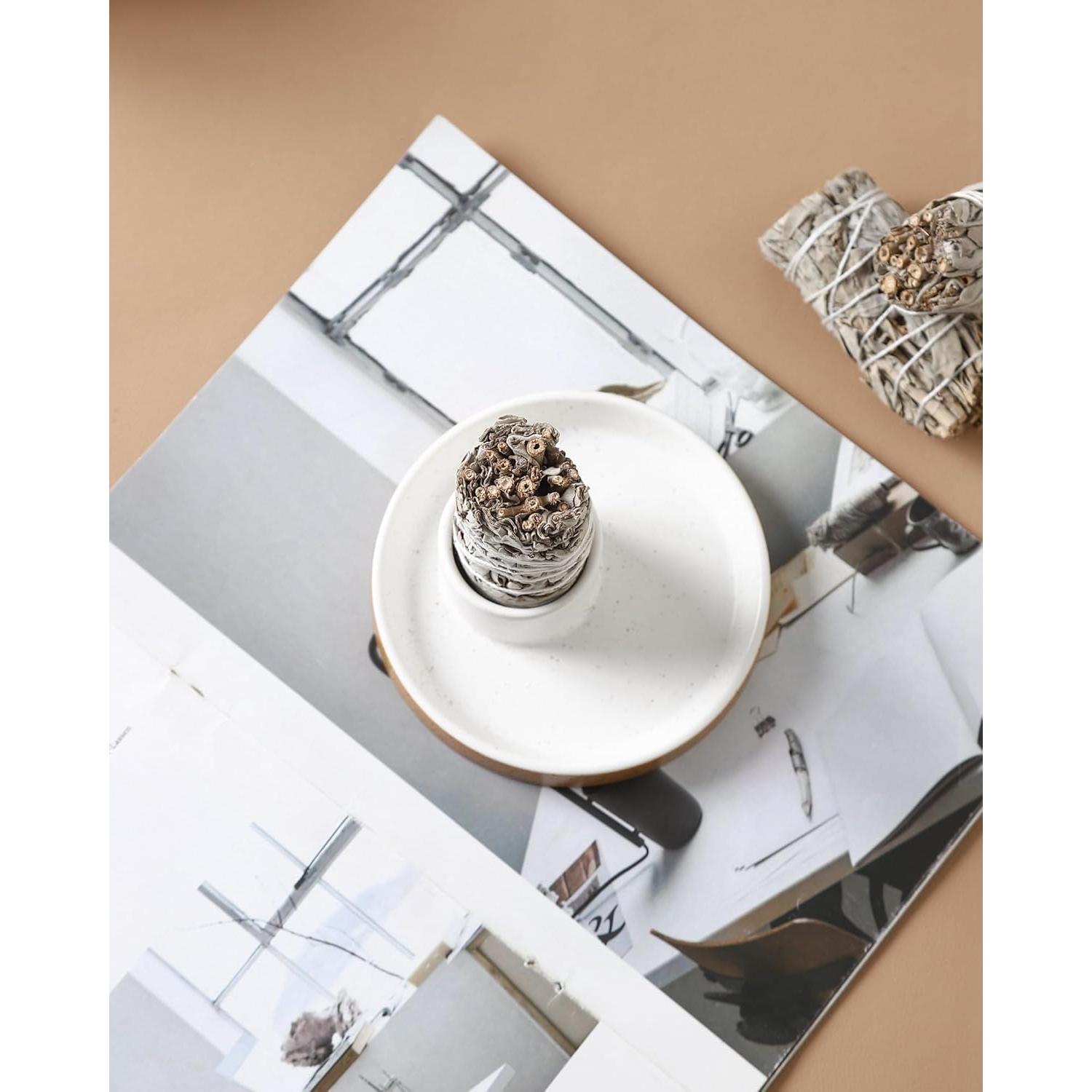 Soporte de Incienso de Cerámica HOCUROAY para Salvia Blanca