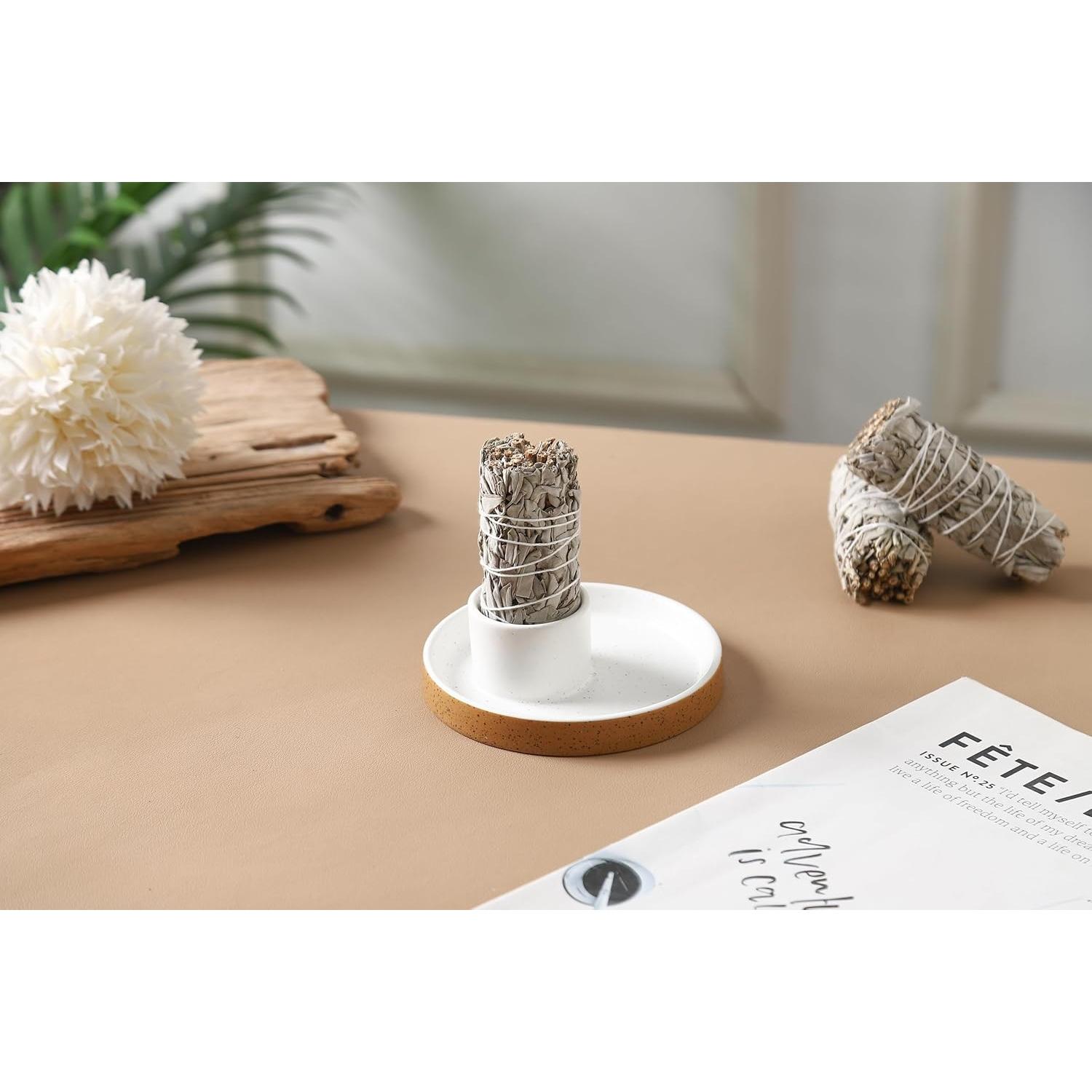 Soporte de Incienso de Cerámica HOCUROAY para Salvia Blanca