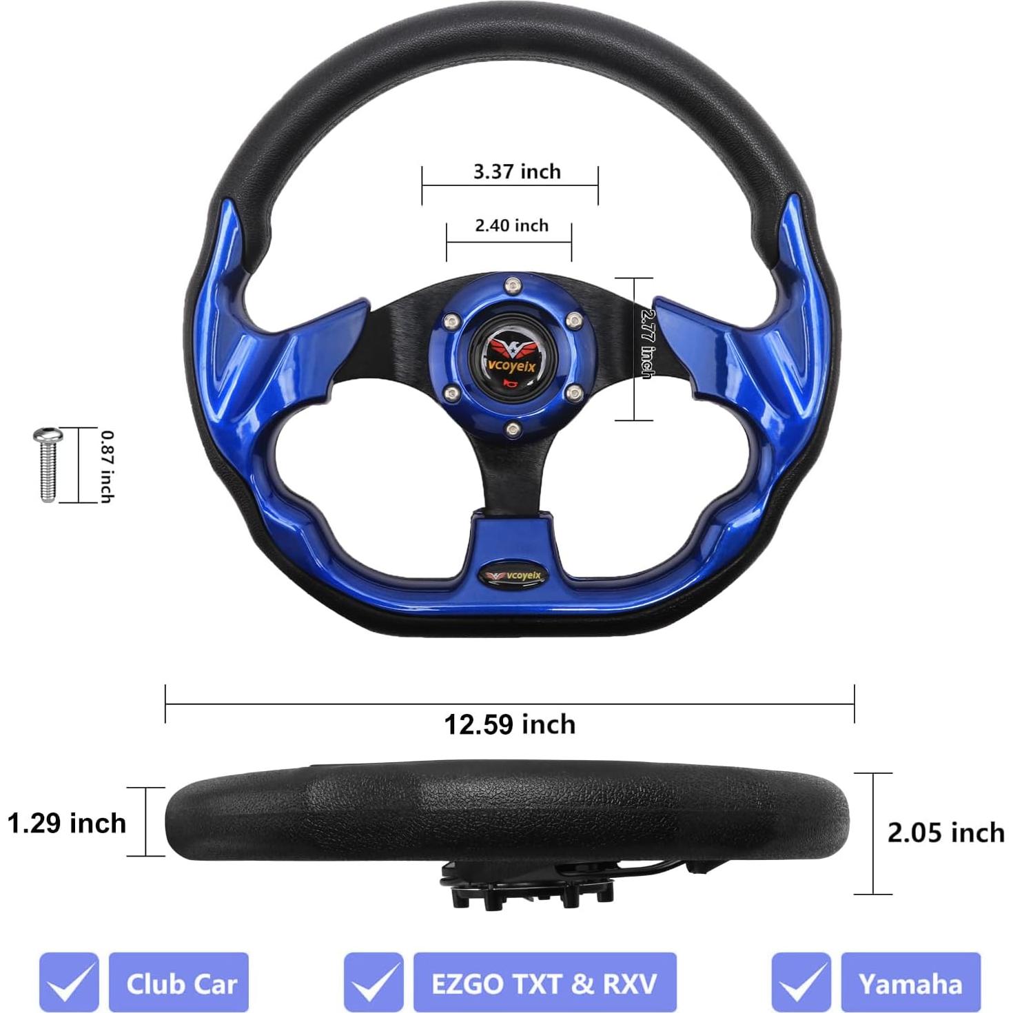 Rueda de dirección universal 31.75 cm vcoyeix azul para carrito de golf