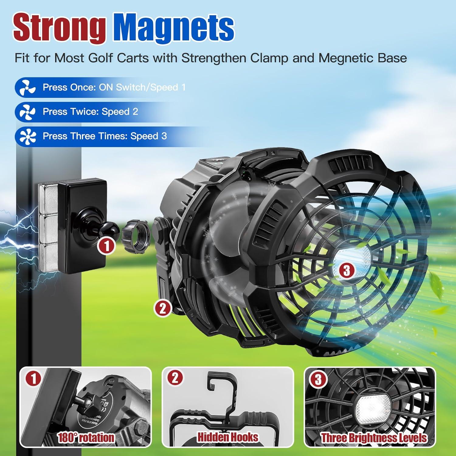 Ventilador de Carro de Golf NOKINS NKSFANX10 Recargable 6W