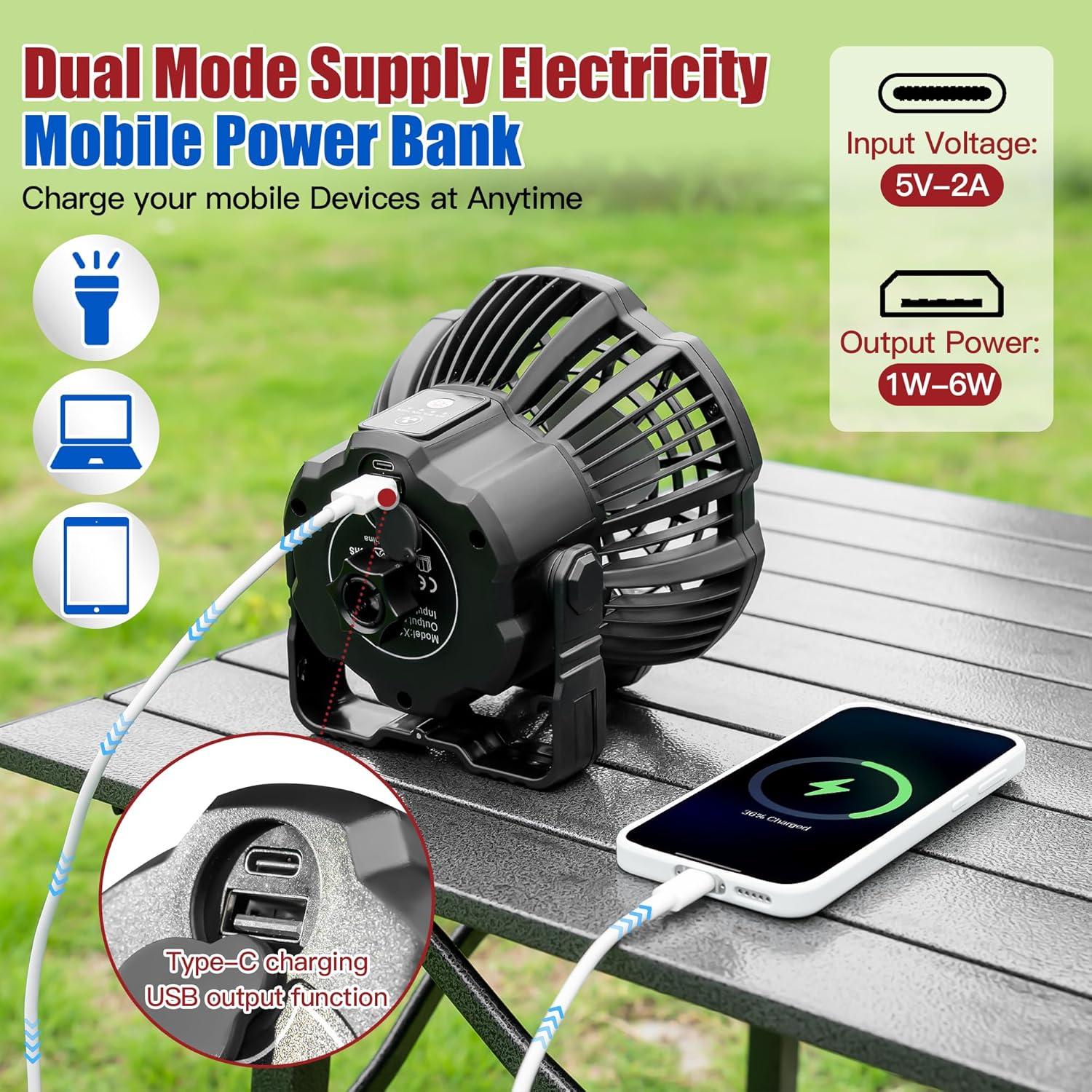 Ventilador de Carro de Golf NOKINS NKSFANX10 Recargable 6W