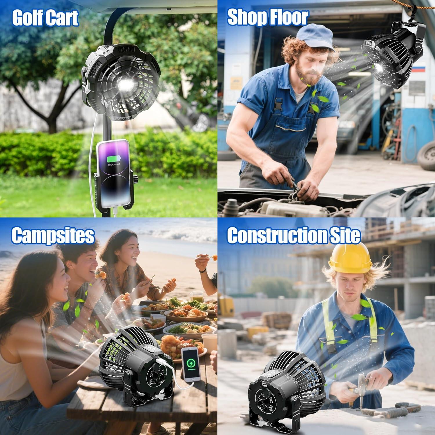 Ventilador de Carro de Golf NOKINS NKSFANX10 Recargable 6W