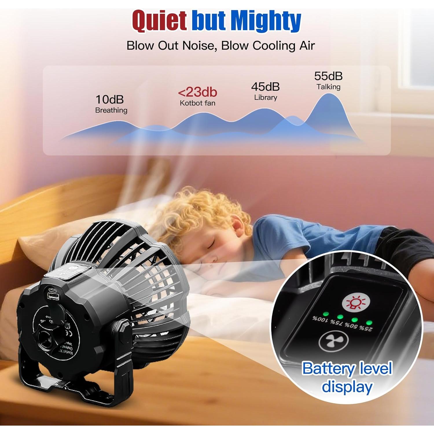 Ventilador de Carro de Golf NOKINS NKSFANX10 Recargable 6W