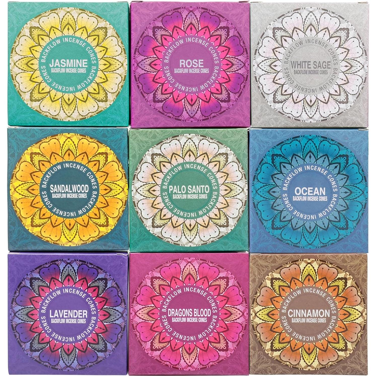 Juego de 117 Conos de Incienso de Retroceso FOUCILO - Aromas Variados