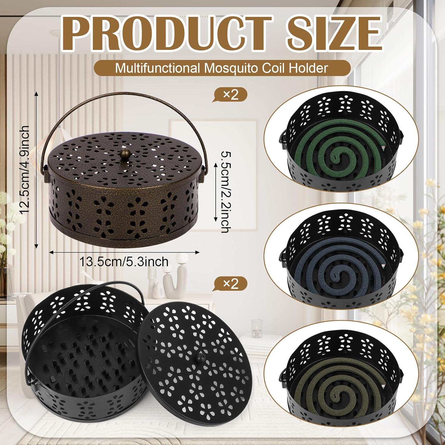 Soporte de Espirales de Mosquitos OBANGONG 4 Piezas Metal Negro y Bronce