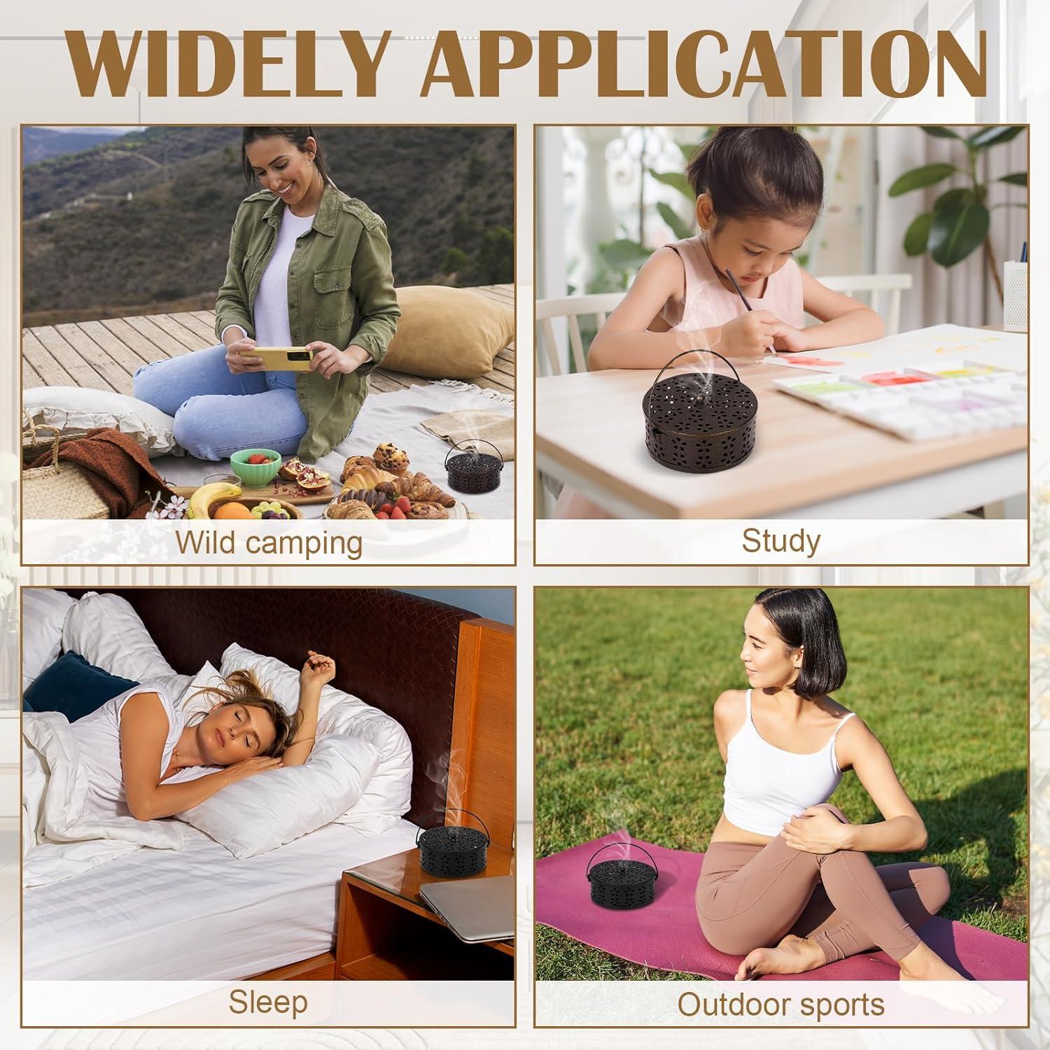 Soporte de Espirales de Mosquitos OBANGONG 4 Piezas Metal Negro y Bronce