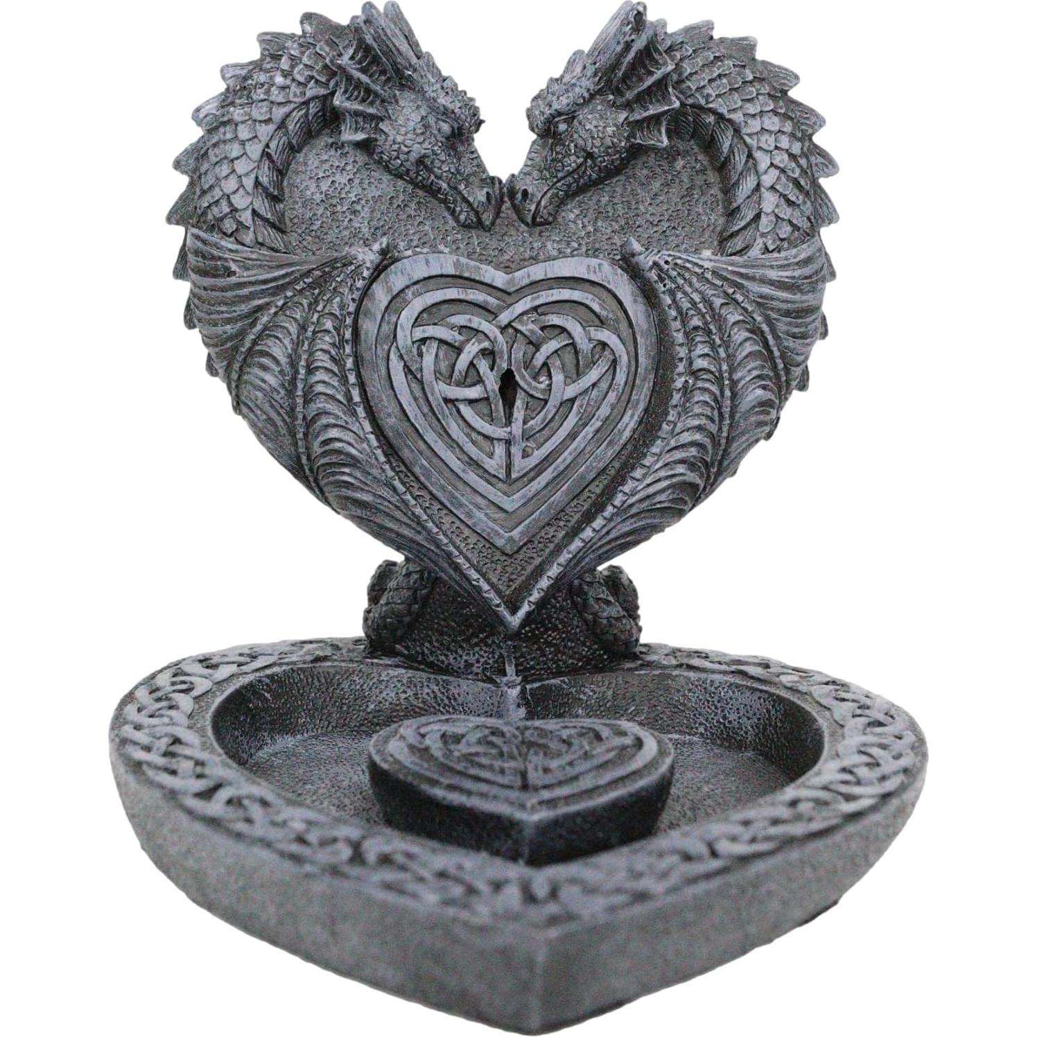 Incensario de Corazón Doble Dragón Celta Ebros Gift 10.8cm