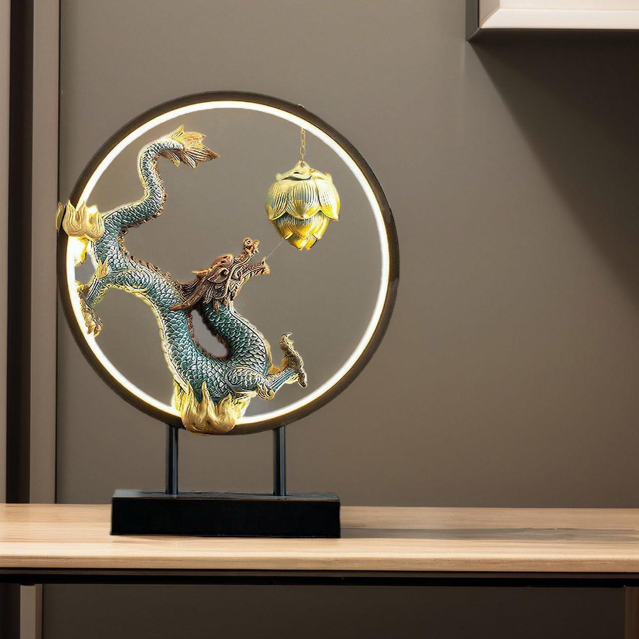 Estatua de Dragón de Cerámica TXYXT con Quemador de Incienso LED