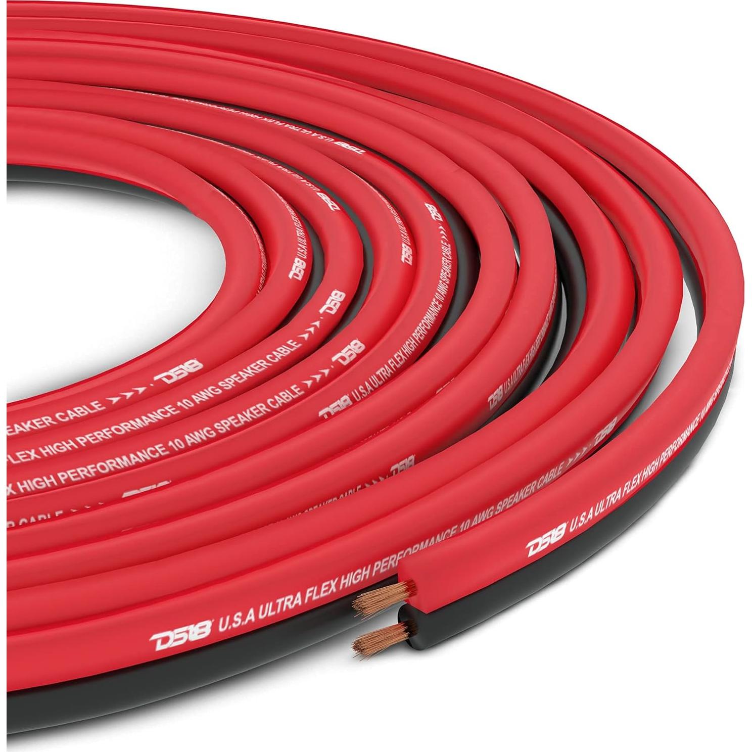 Cable de Altavoz DS18 12GA Ultra Flex 100m Rojo y Negro