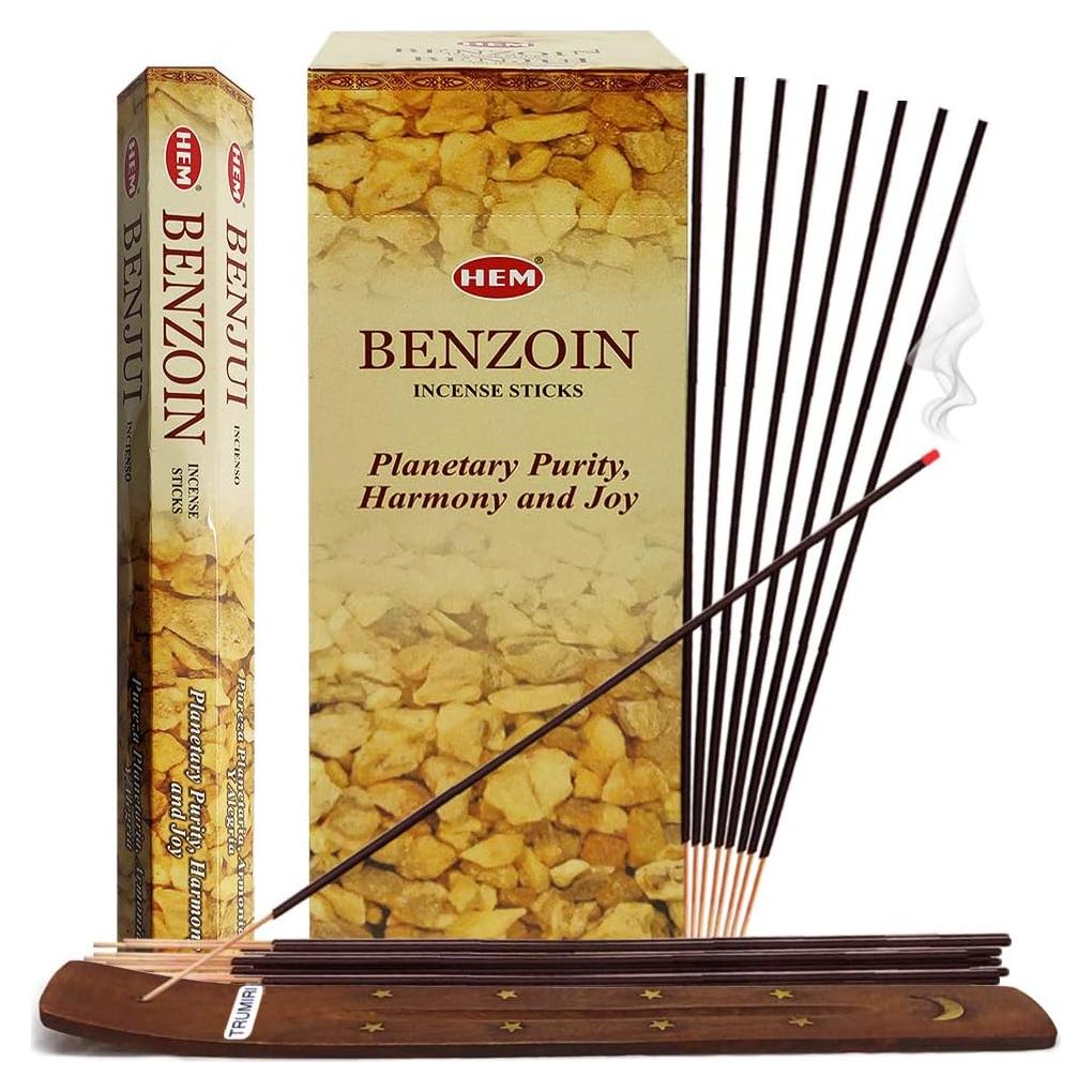 Kit de Incienso Benjuí TRUMIRI con Soporte - 120 Varitas