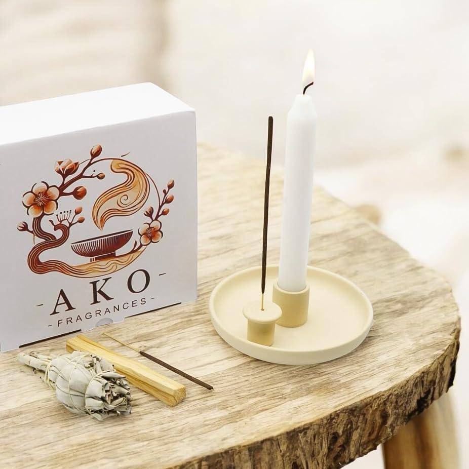 Soporte para Incienso 4 en 1 AKO FRAGRANCES Cerámica Beige