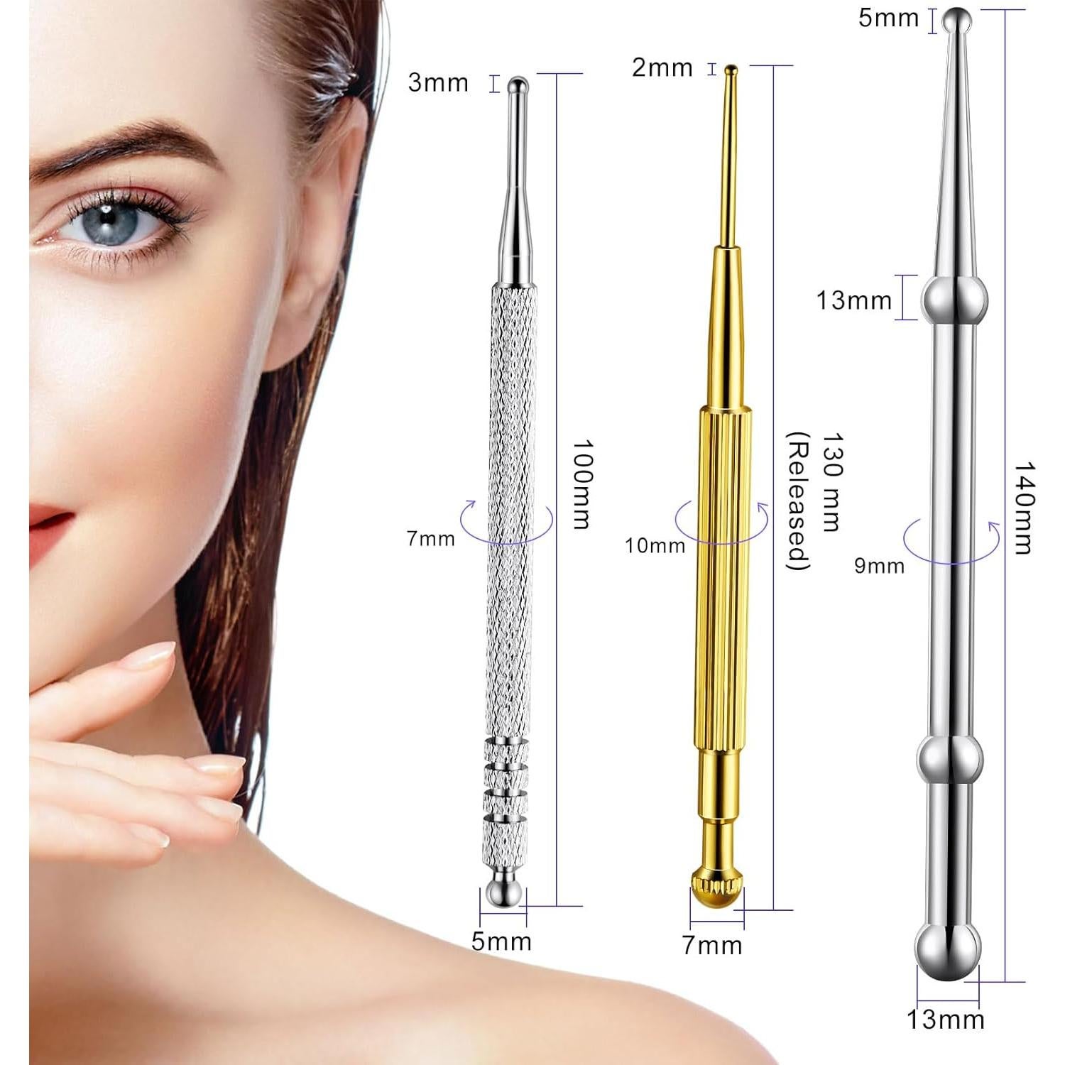 Herramienta de Masaje Facial Nuanchu 3 Piezas Acero Inoxidable