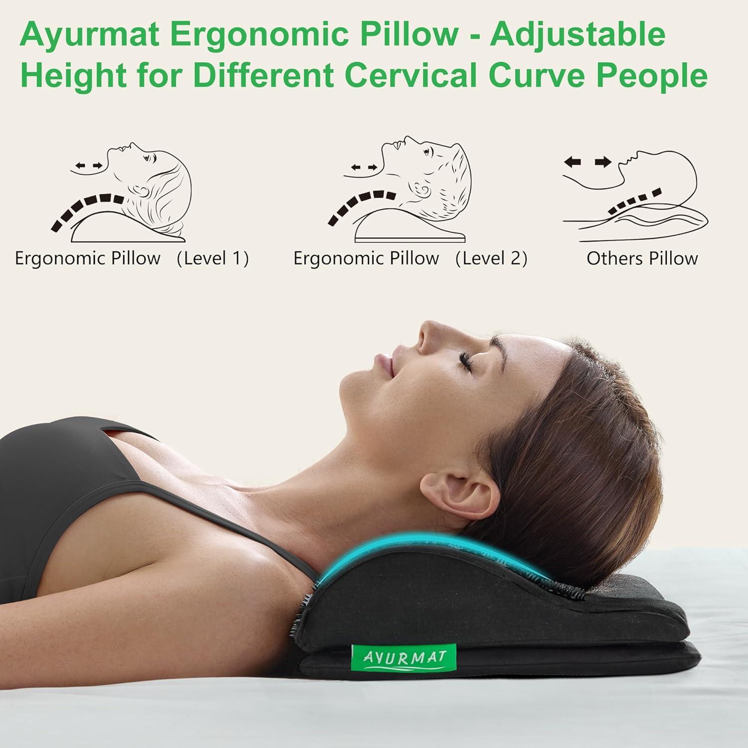 Juego de Almohadilla y Almohada de Acupresión AyurMat - Kit Profesional Negro