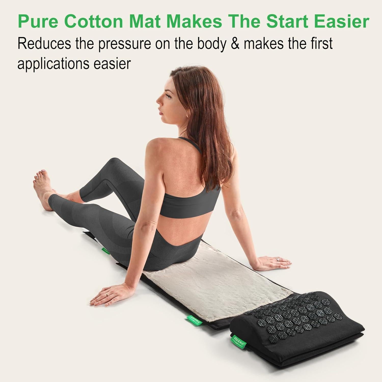 Juego de Almohadilla y Almohada de Acupresión AyurMat - Kit Profesional Negro