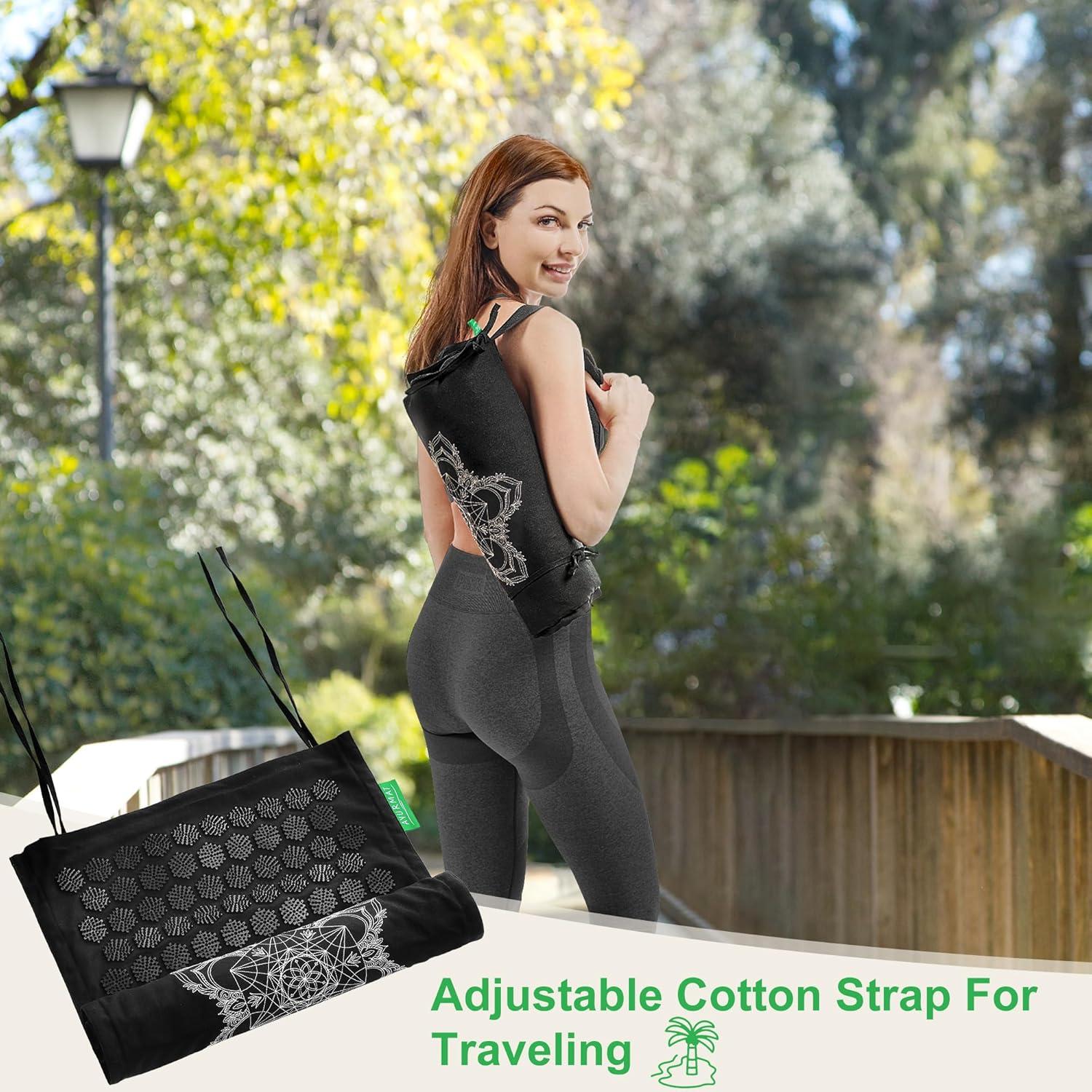 Juego de Almohadilla y Almohada de Acupresión AyurMat - Kit Profesional Negro