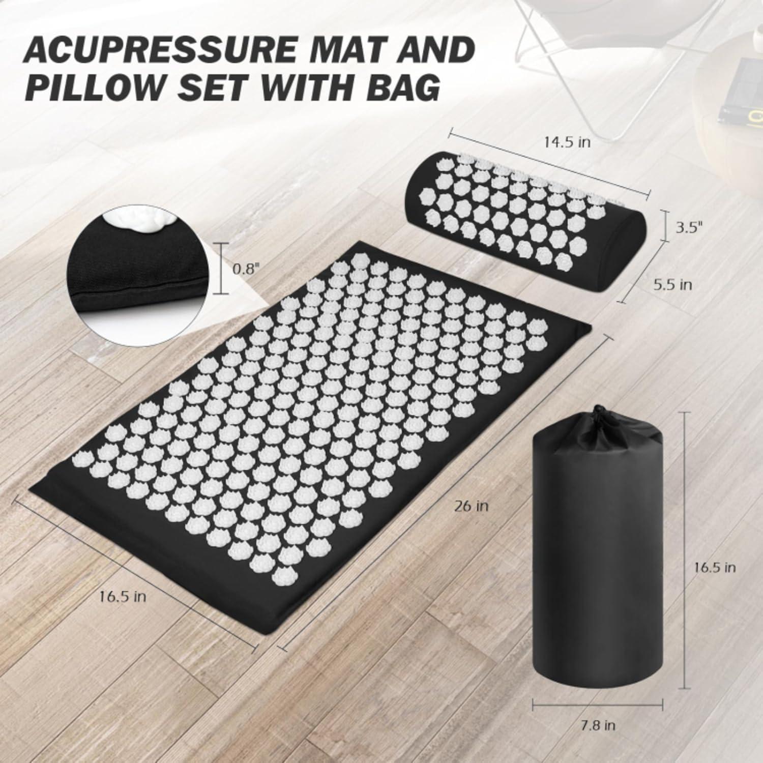 Juego de Esteras de Acupresión PEAKTREND con Almohada - Alivio Dolor Espalda y Cuello