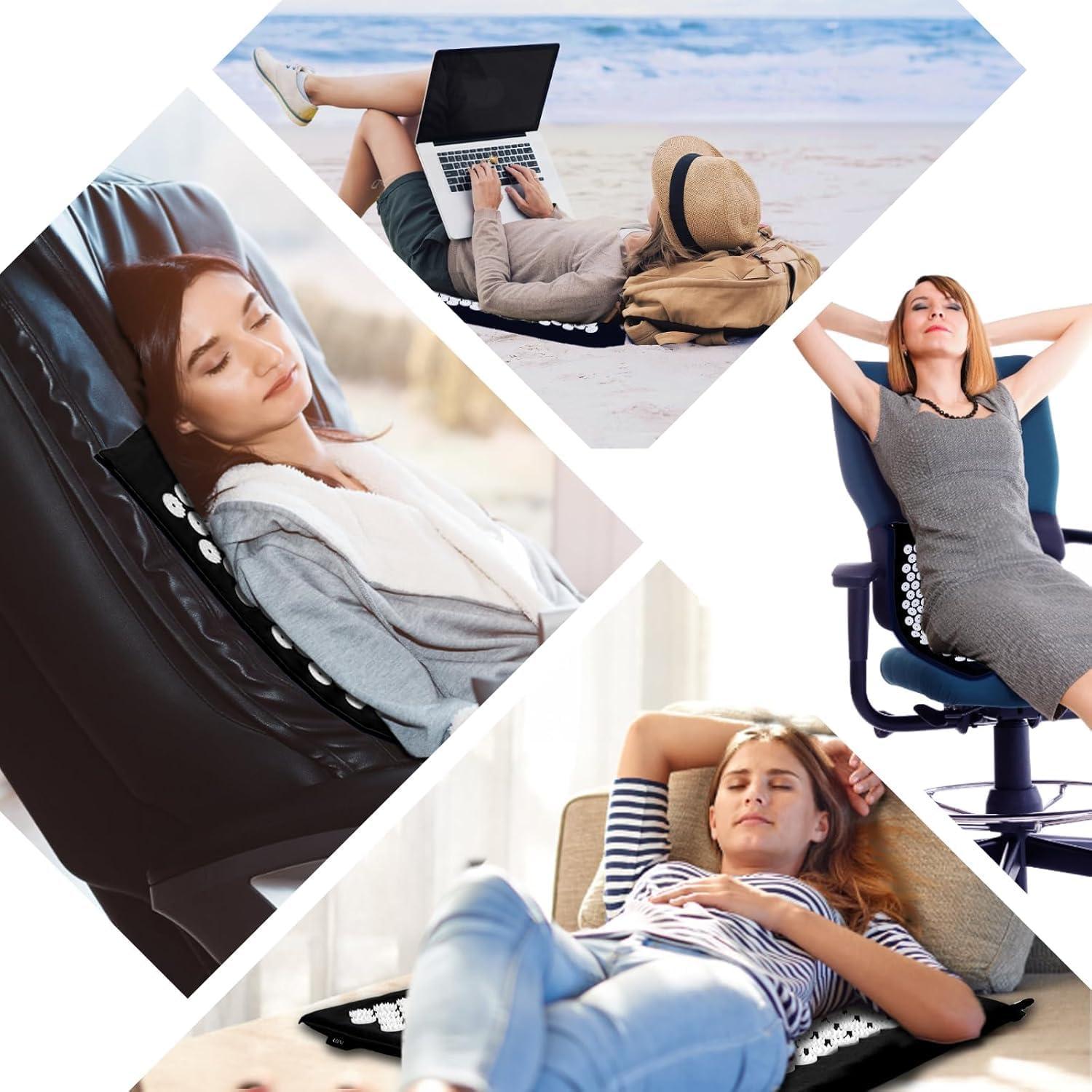 Juego de Esteras de Acupresión PEAKTREND con Almohada - Alivio Dolor Espalda y Cuello