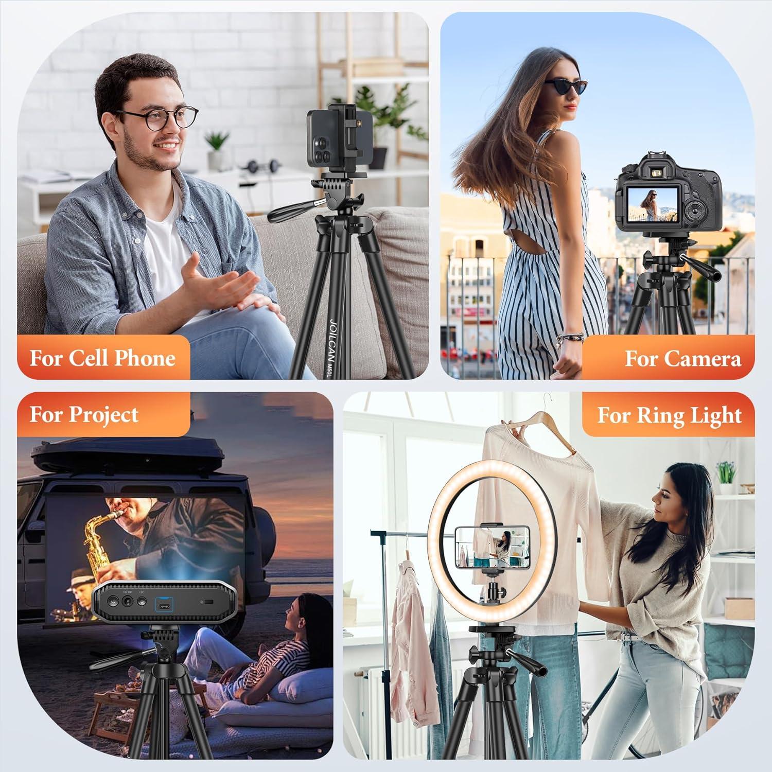 Trípode JOILCAN 82 cm con soporte para celular y control remoto