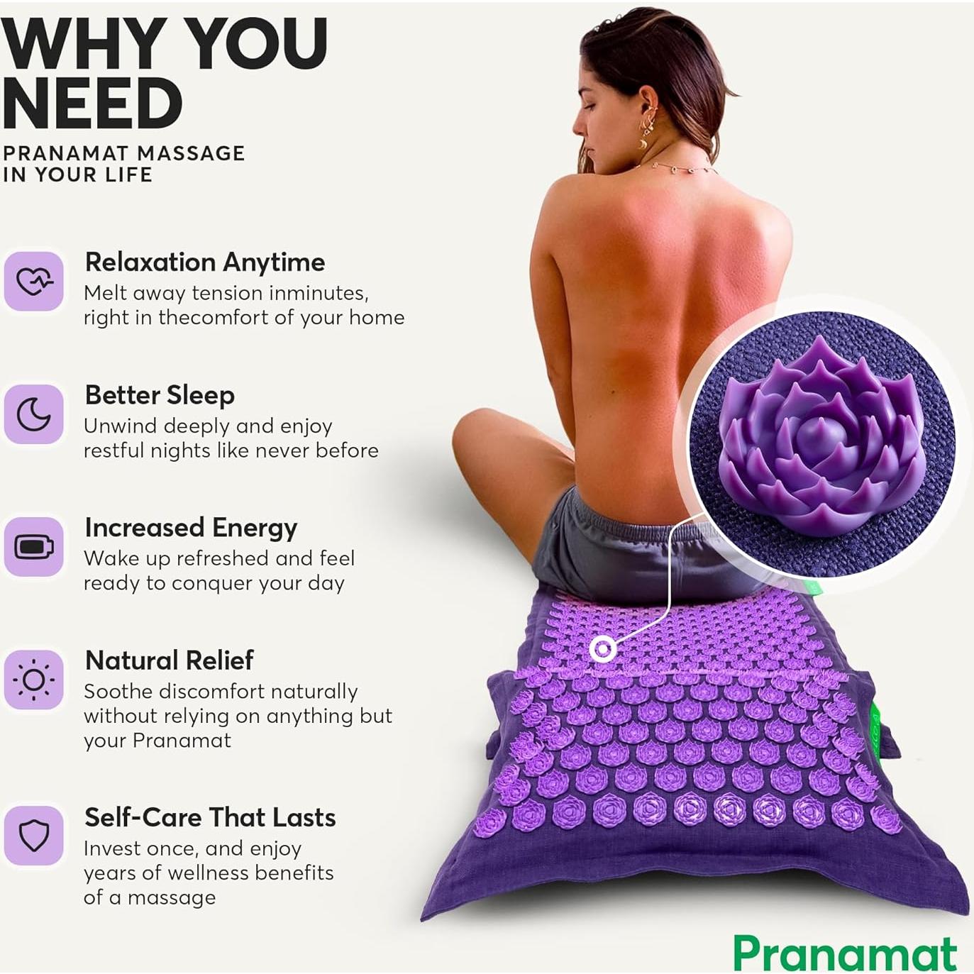 Juego de Almohadilla y Cojín de Acupresión Pranamat Lavanda