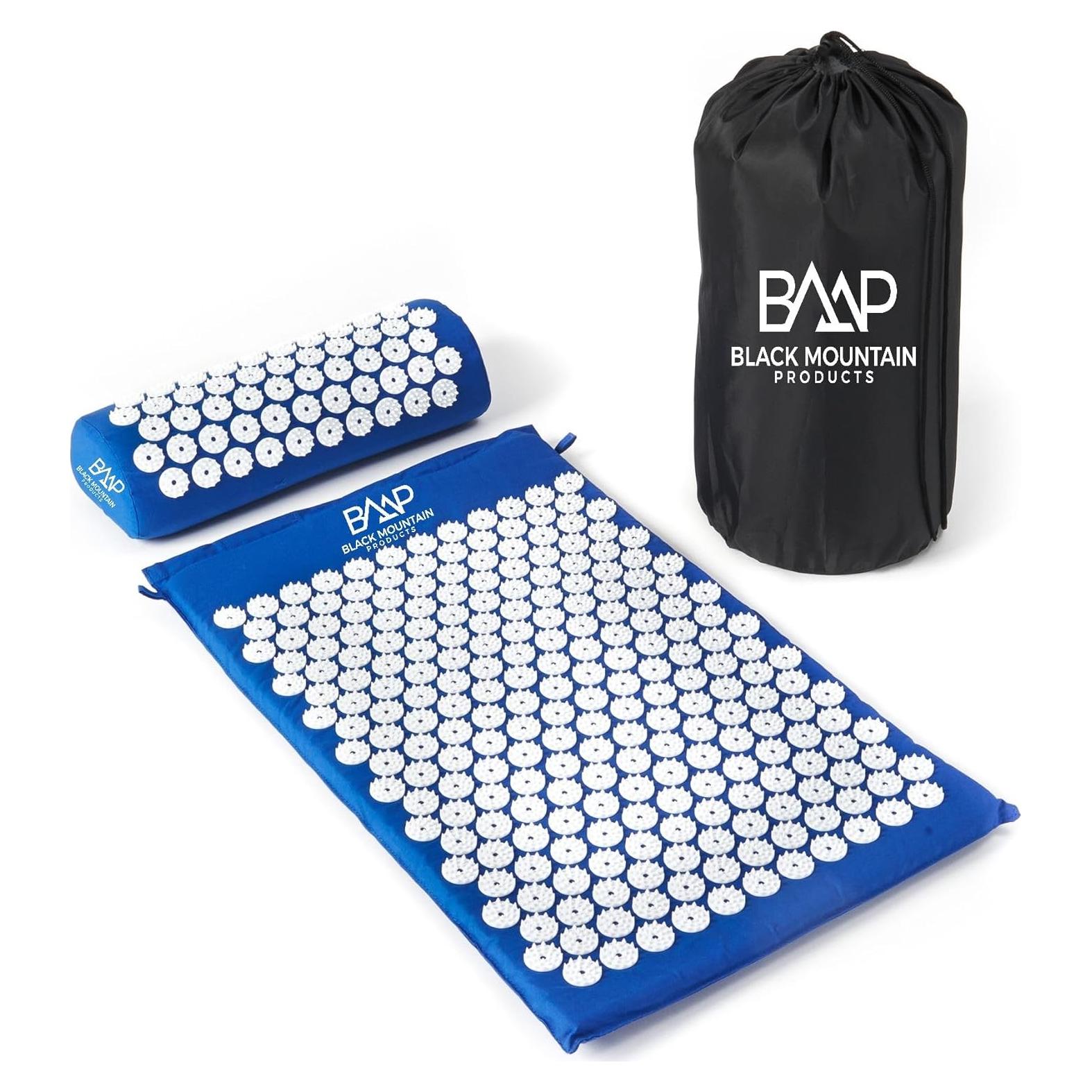 Mat de Acupresión Productos de Montaña Negra con Almohada Azul