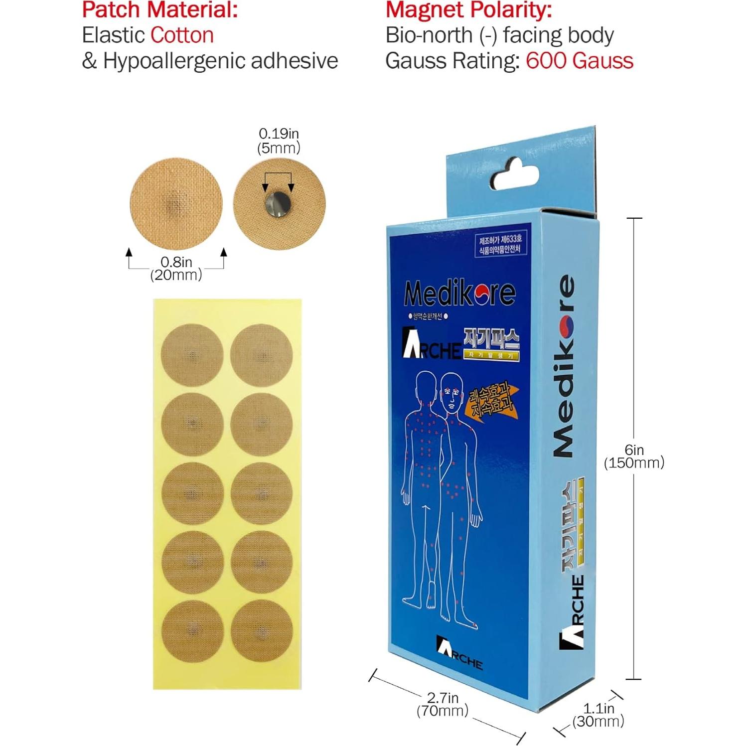 100 Parches Magnéticos ARCHE para Alivio del Dolor