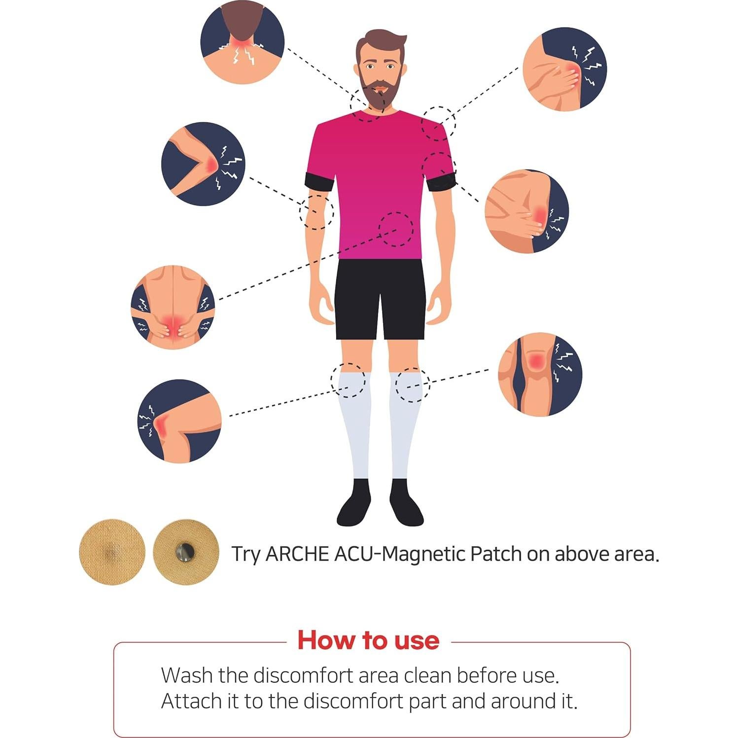100 Parches Magnéticos ARCHE para Alivio del Dolor