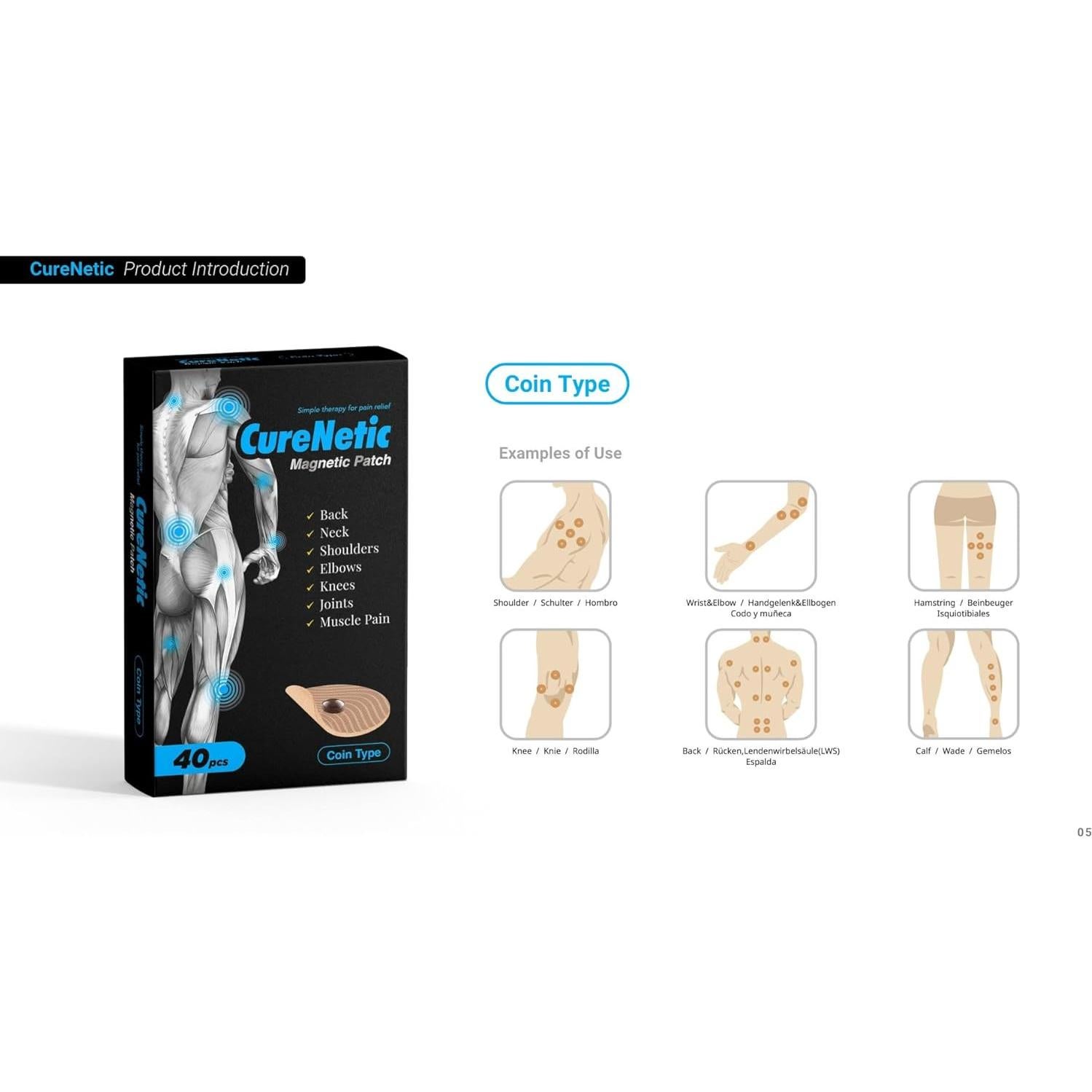 Parche Magnético CureNetic Tipo Moneda 40pcs Alivio Dolor
