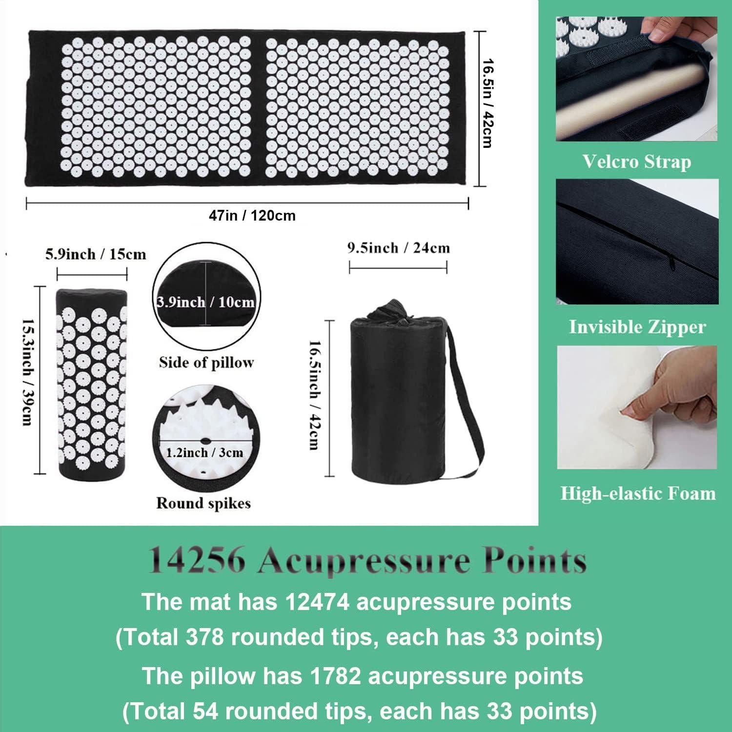 Juego de Esteras y Almohadas de Acupresión XiaoMaGe - Alivio Dolor Cuello y Espalda