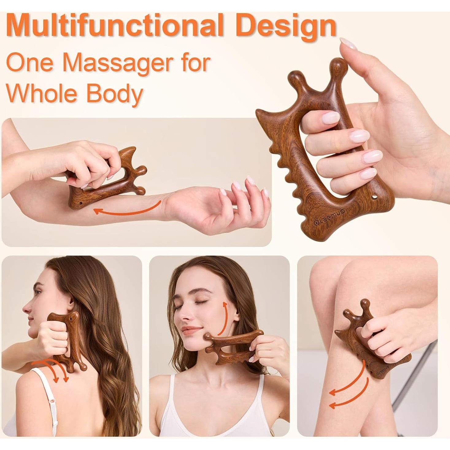 Herramienta Gua Sha de Madera Olaemuo 6 en 1 para Masaje Facial