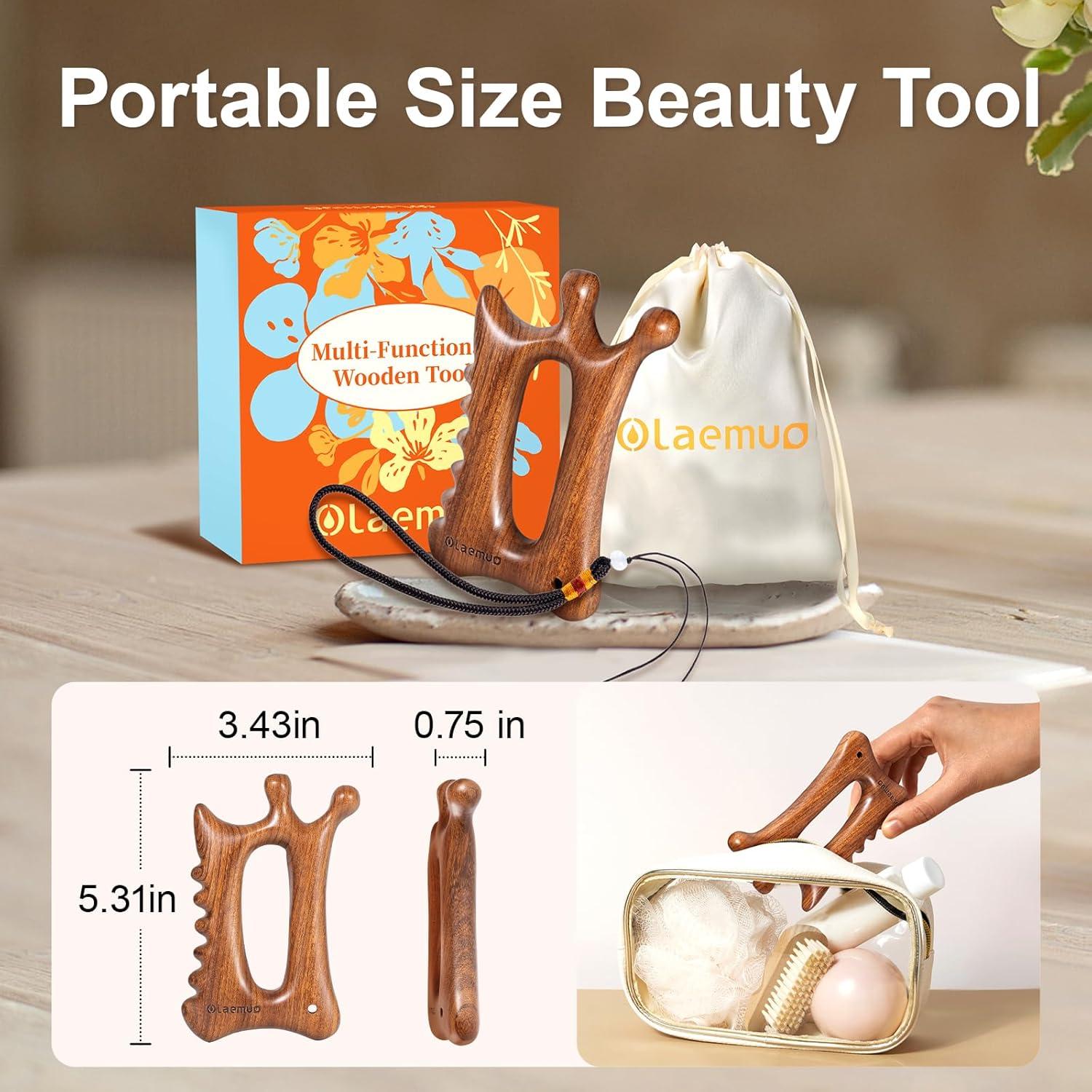 Herramienta Gua Sha de Madera Olaemuo 6 en 1 para Masaje Facial