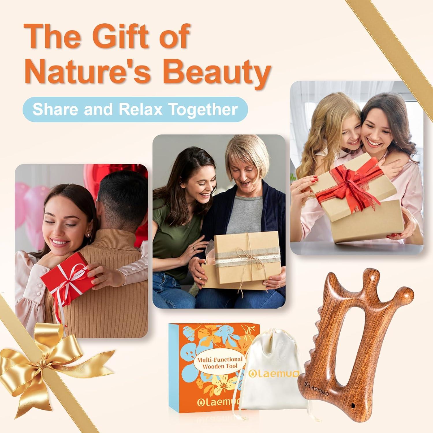 Herramienta Gua Sha de Madera Olaemuo 6 en 1 para Masaje Facial