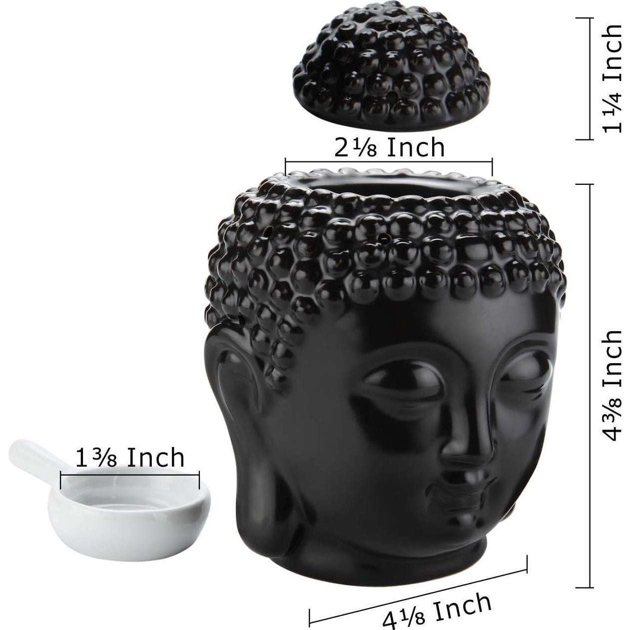 Quemador de Aceite Esencial Tvoip Cabeza de Buda Cerámica 14cm