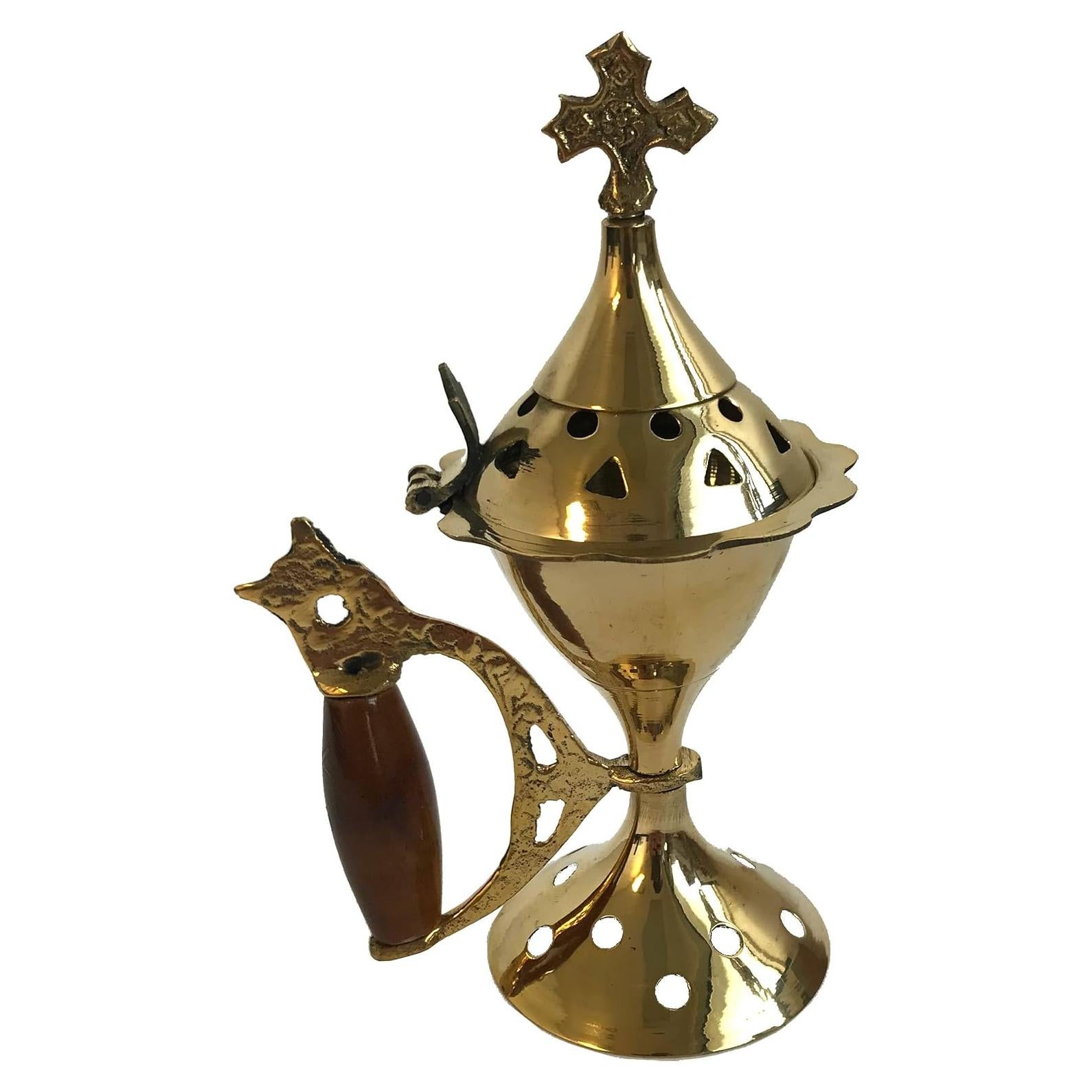 Horno de Incienso Pedestal Griego de Latón 14 cm