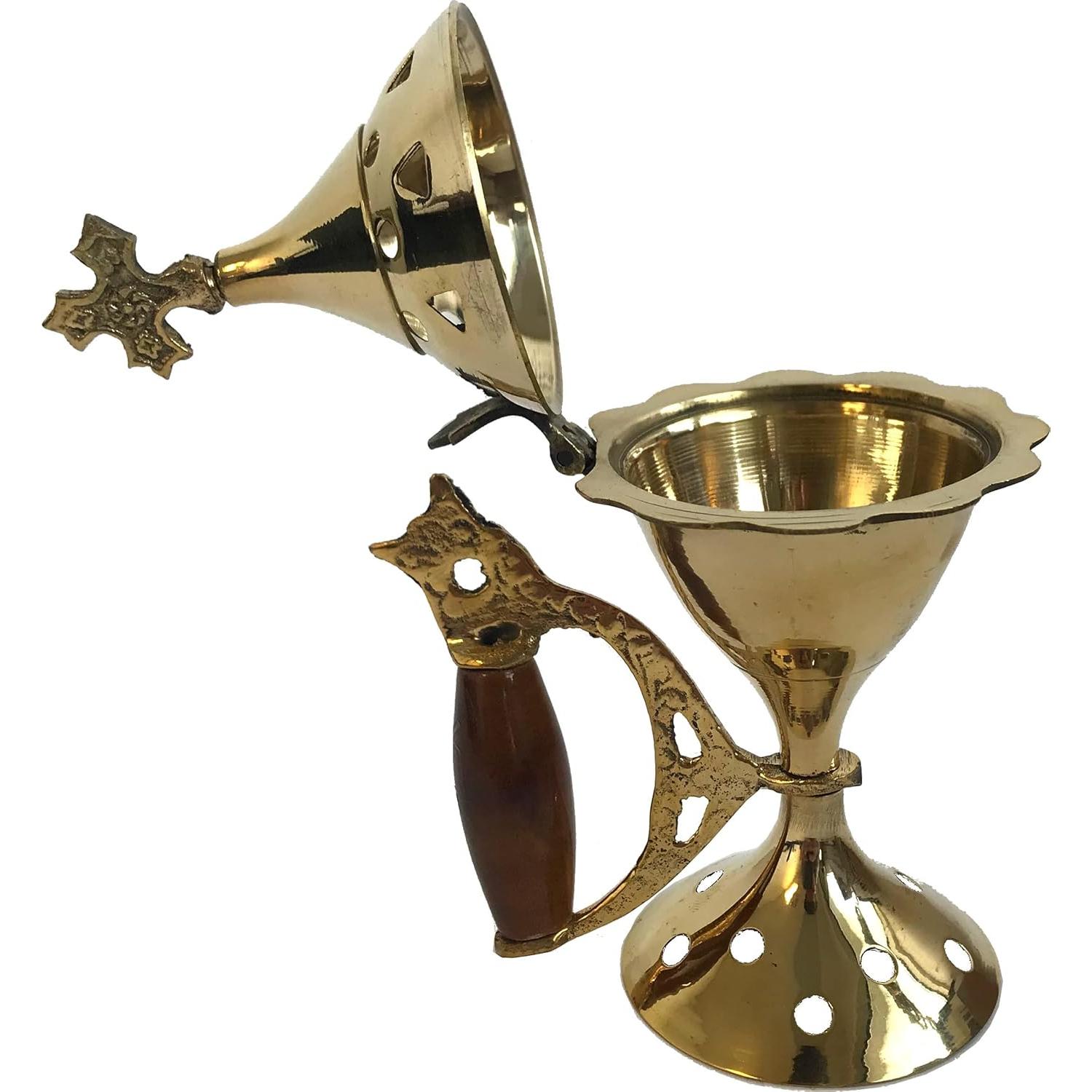 Horno de Incienso Pedestal Griego de Latón 14 cm