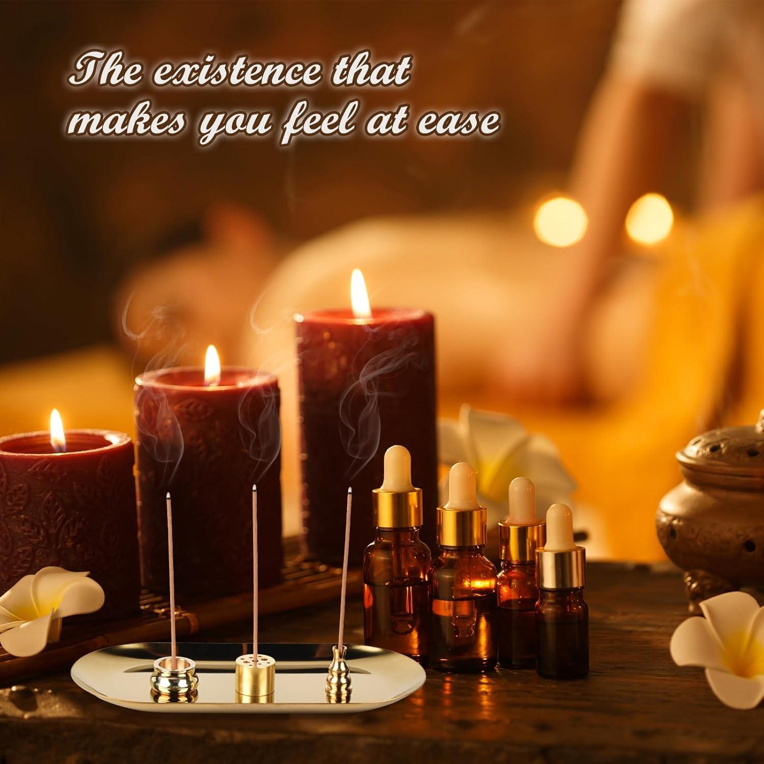 Soporte de Incienso 4 en 1 HOKPA de Latón Dorado Ovalado