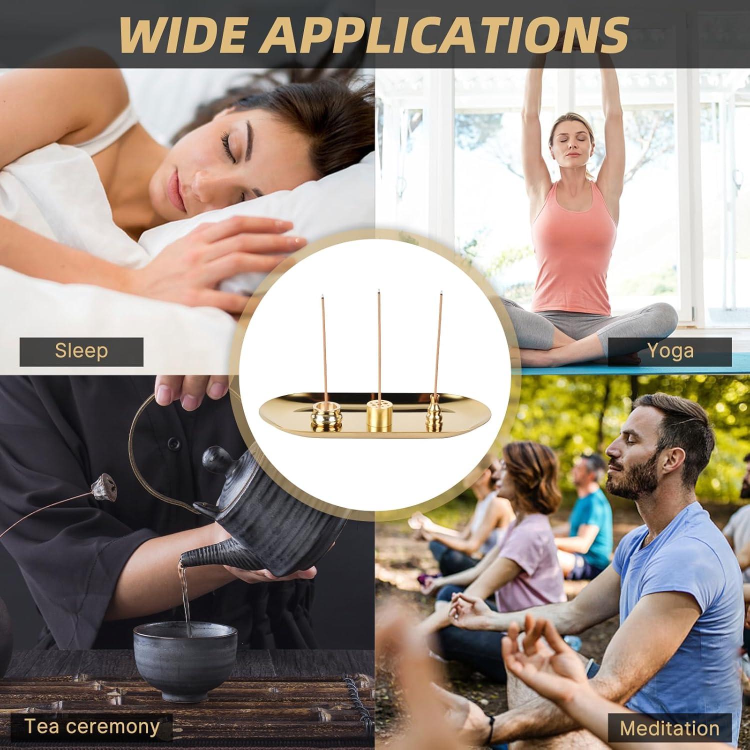 Soporte de Incienso 4 en 1 HOKPA de Latón Dorado Ovalado