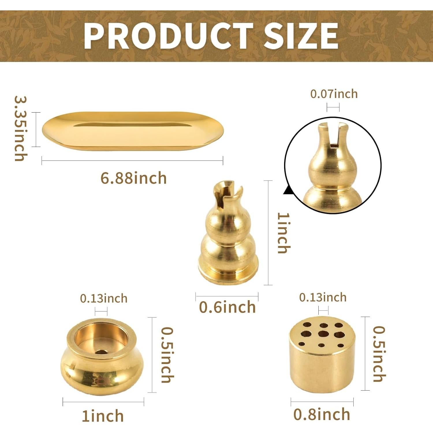 Soporte de Incienso 4 en 1 HOKPA de Latón Dorado Ovalado