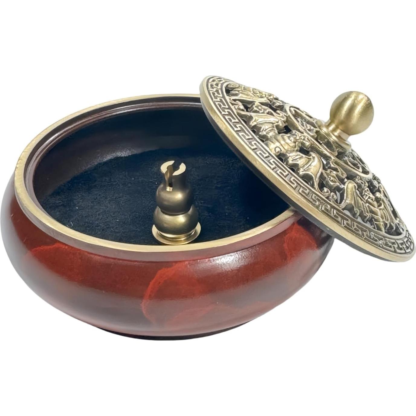 Quemador de Incienso de Latón Rojo Eastern Wind - 14 cm