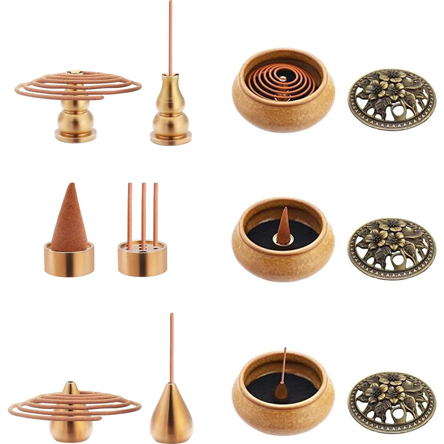 Quemador de Incienso Cerámica Xujia 10 cm Amarillo Caqui