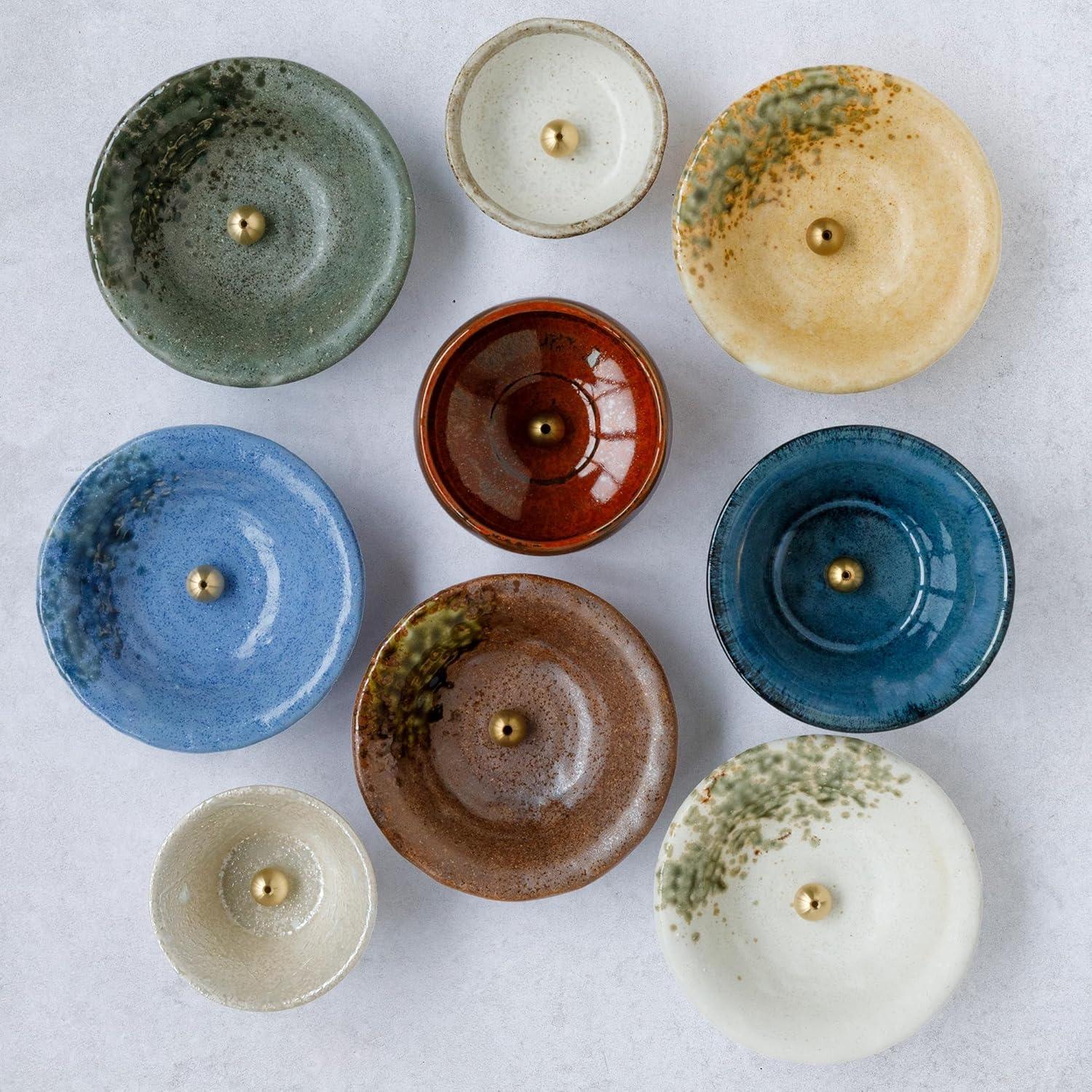 Soporte de Incienso Cerámica Asayu Japón 10.5 cm Hecho a Mano