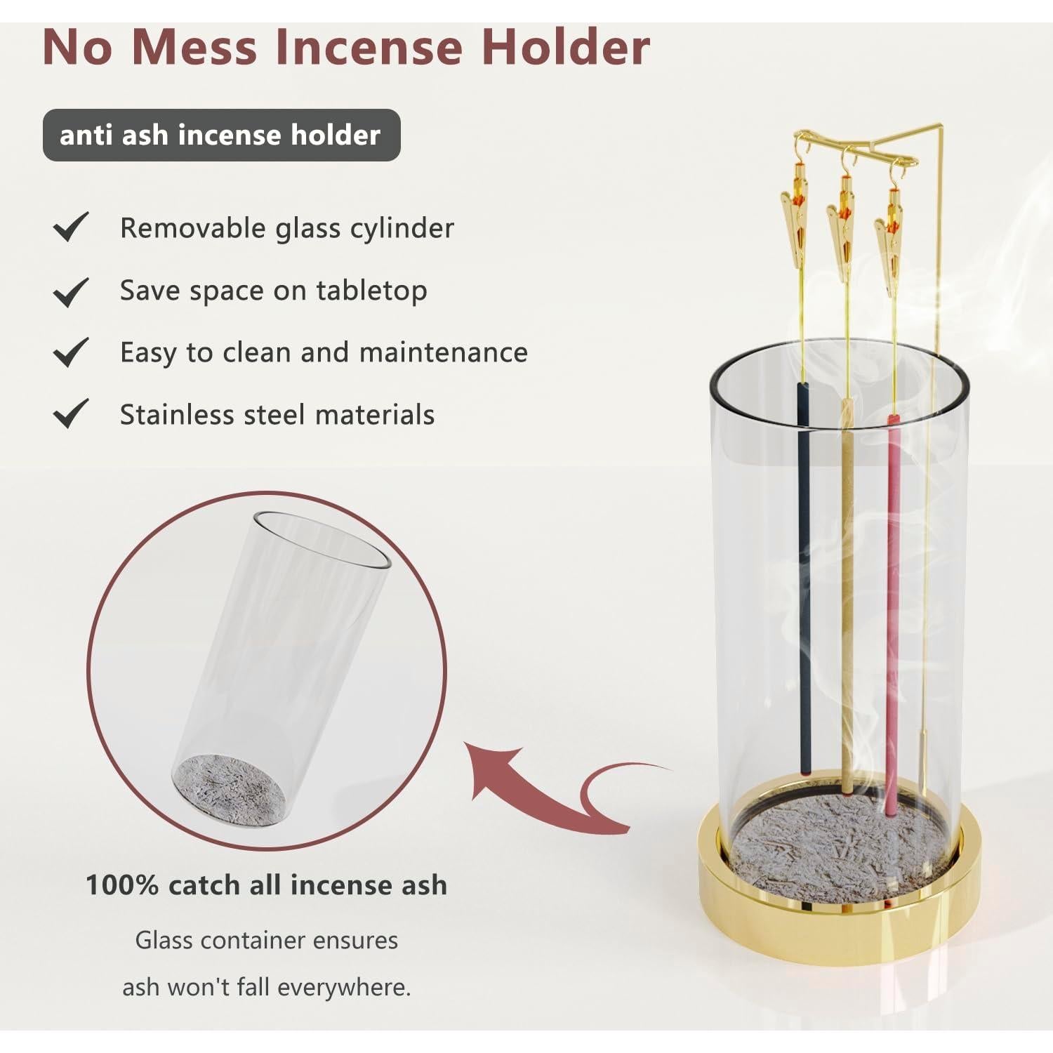 Soporte de Incienso HaisWonsa Dorado Vertical Anticeniza