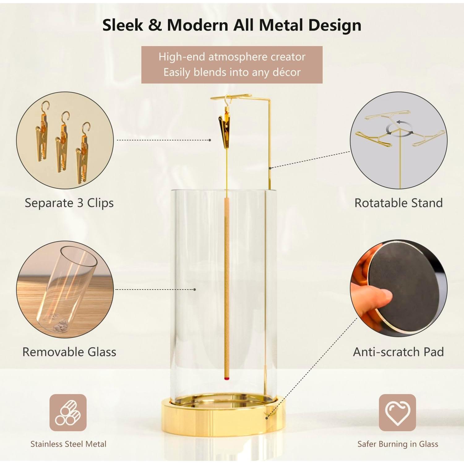 Soporte de Incienso HaisWonsa Dorado Vertical Anticeniza